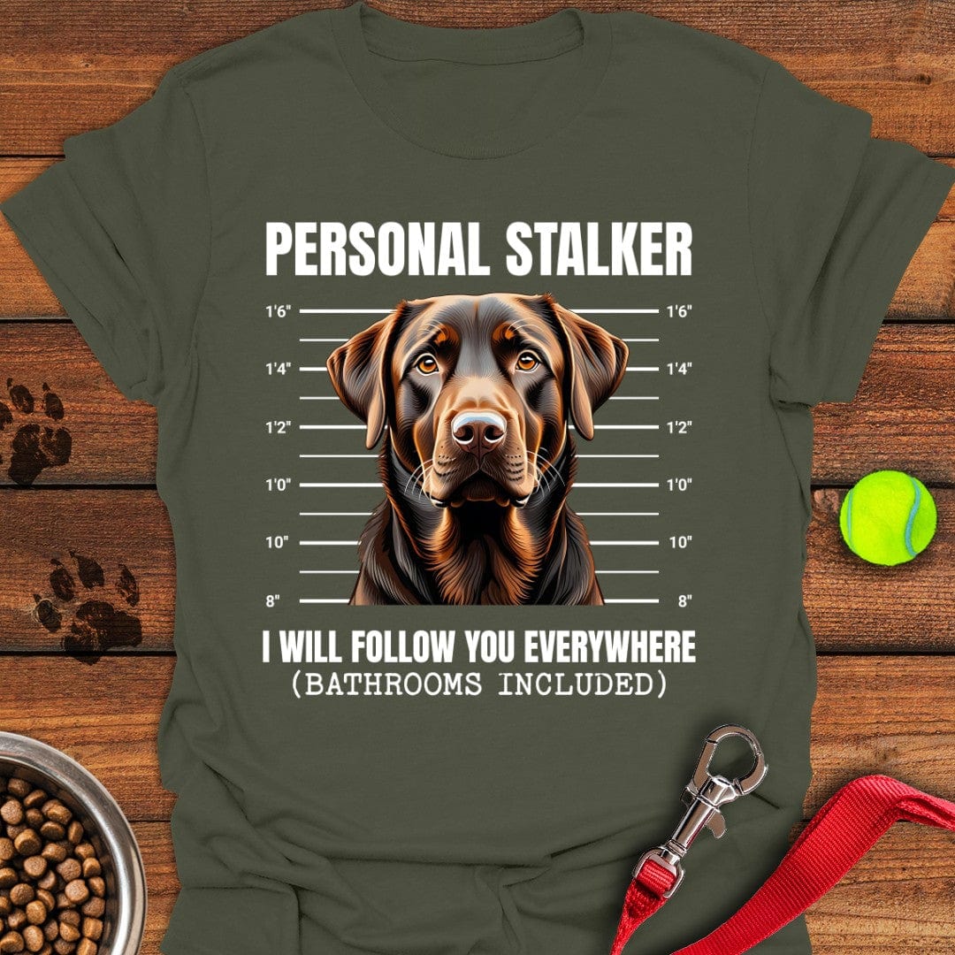 Funny Chocolate Labrador Mugshot T-Shirt Military Green