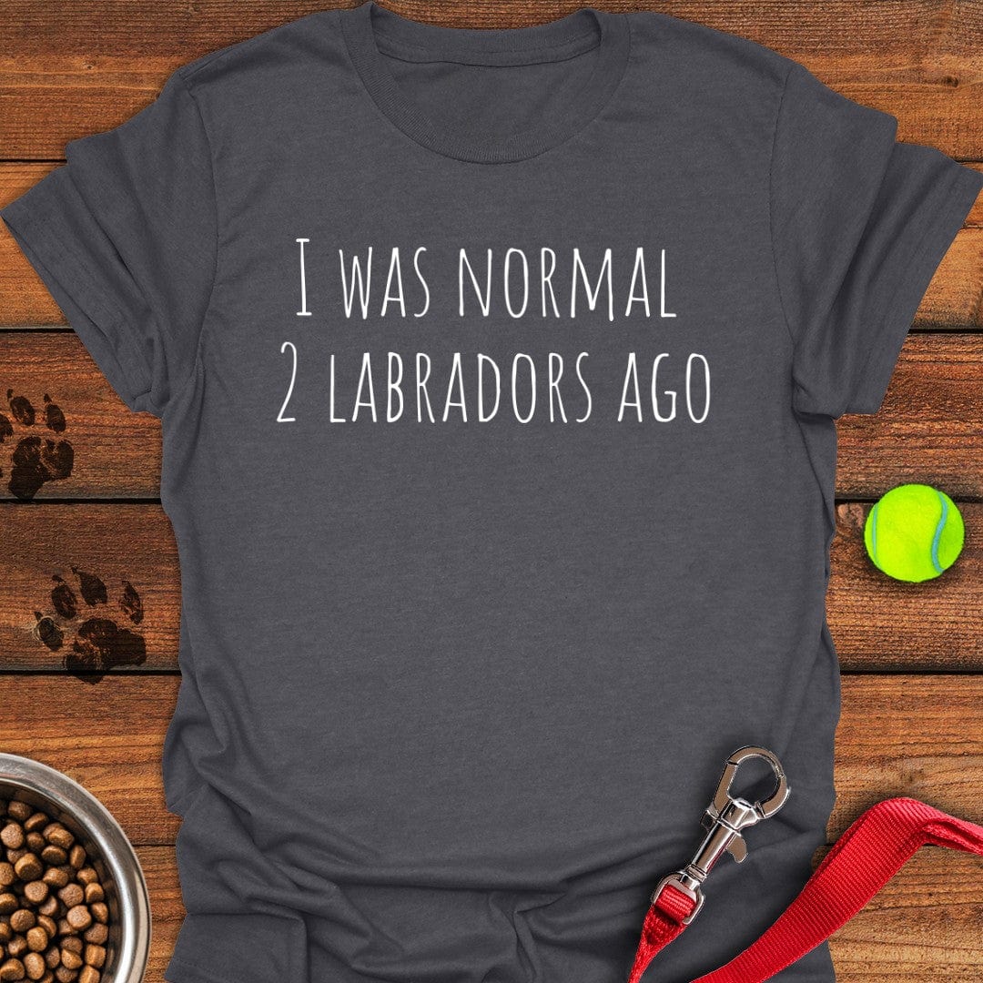 I Was Normal 2 Labradors Ago T-Shirt Dark Heather
