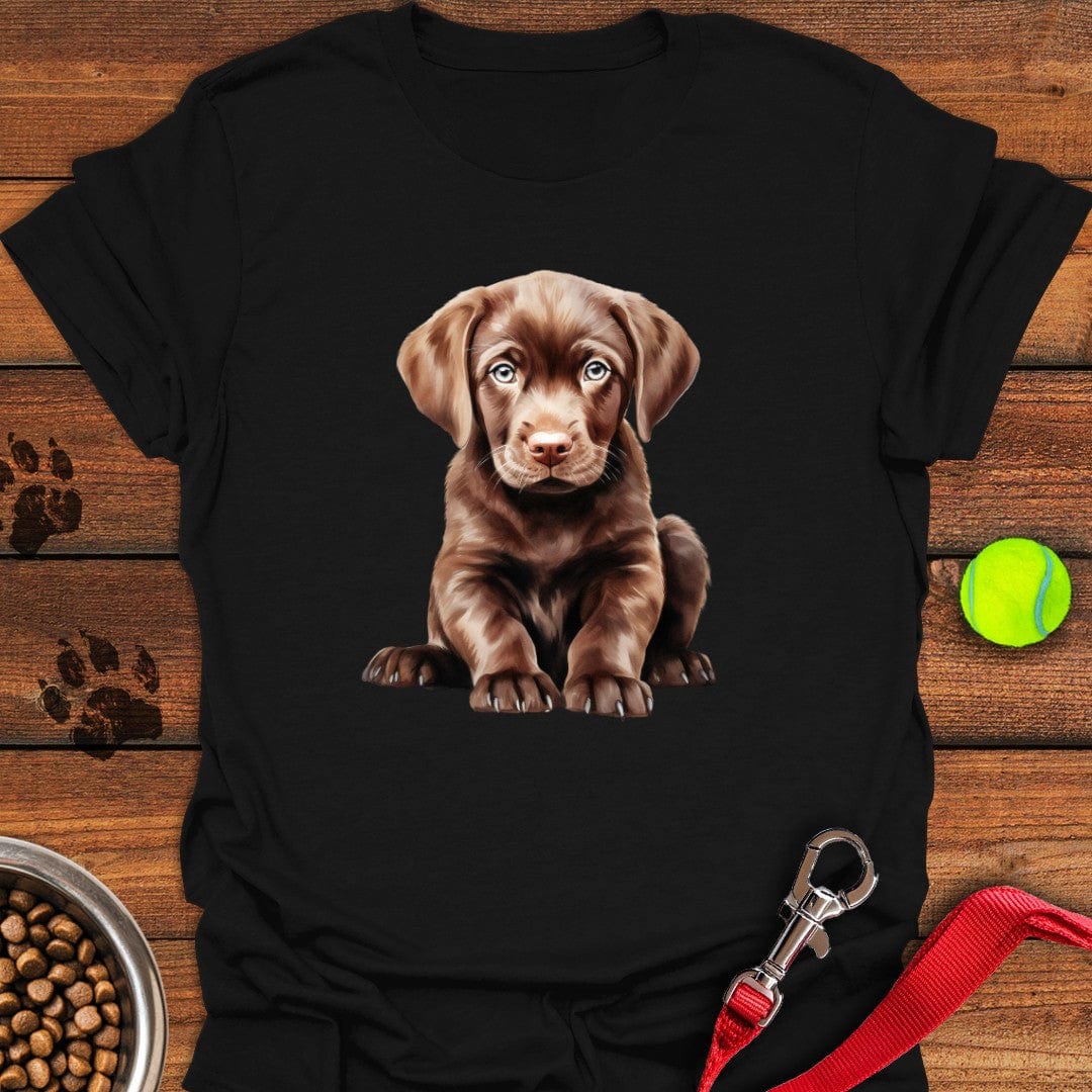Cute Chocolate Labrador Puppy T-Shirt Black