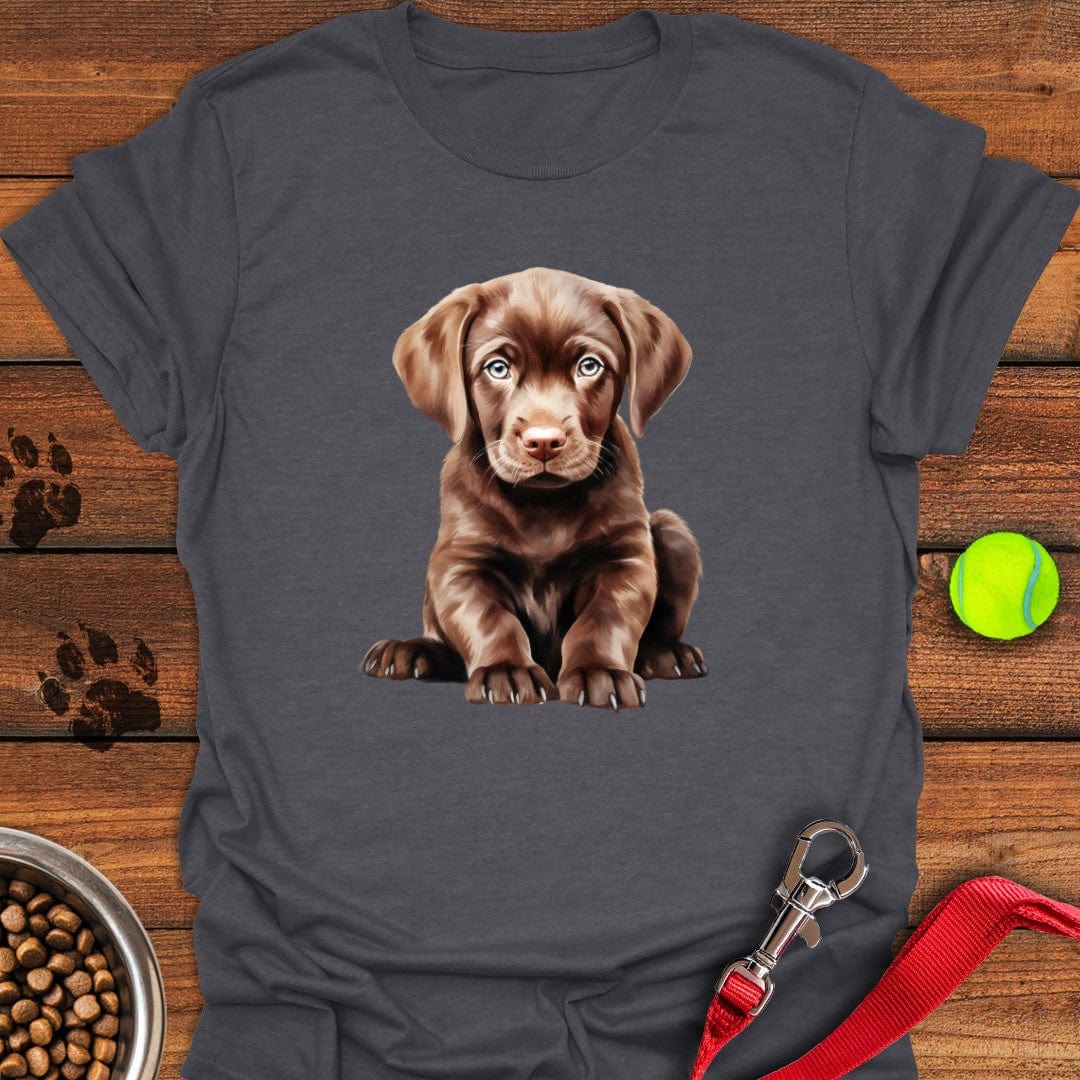 Cute Chocolate Labrador Puppy T-Shirt Dark Heather