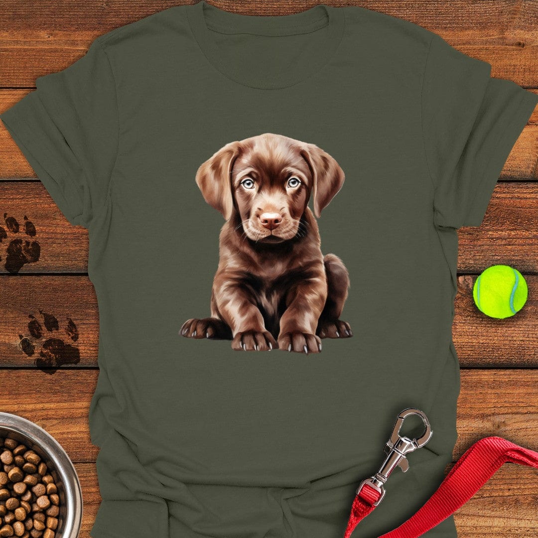 Cute Chocolate Labrador Puppy T-Shirt Military Green