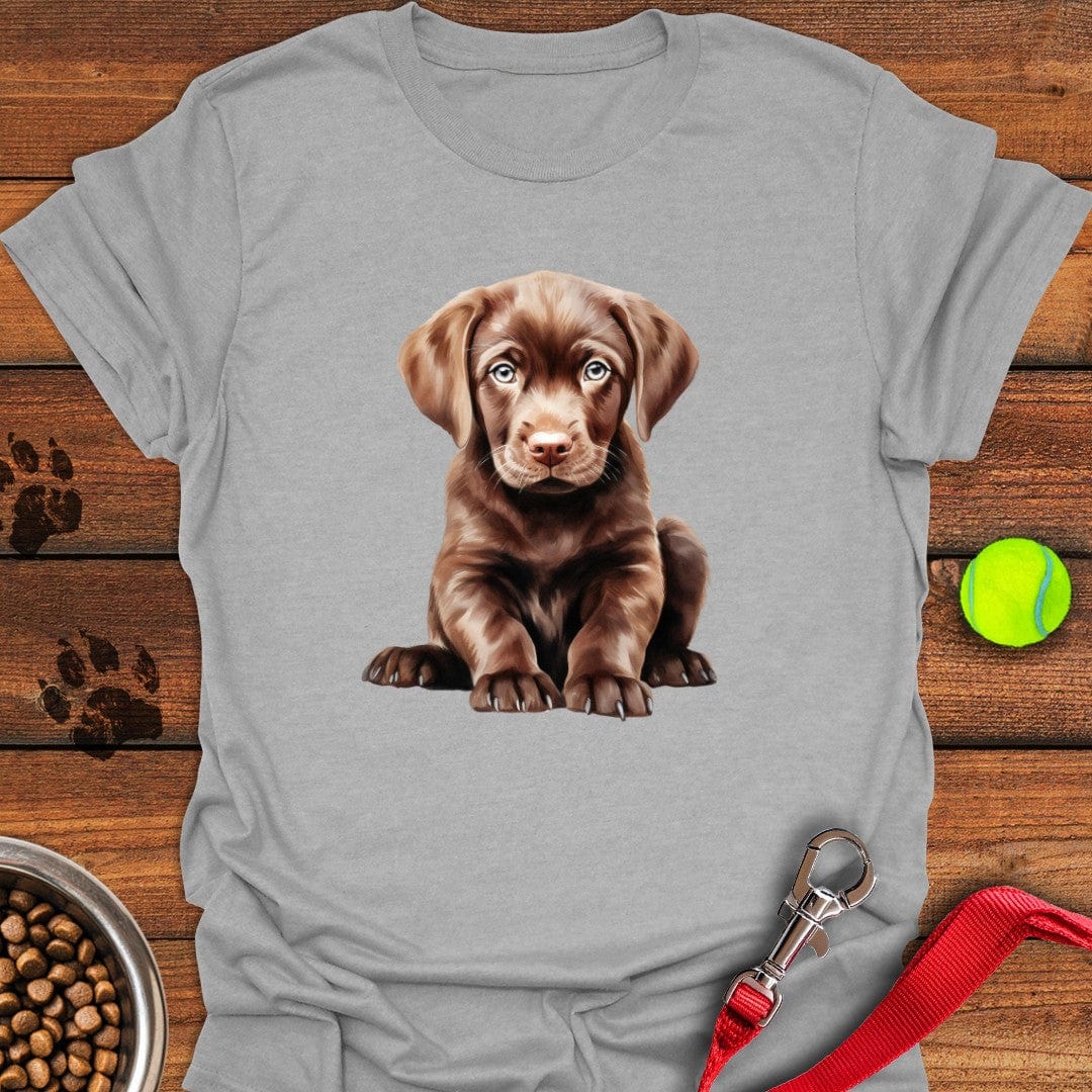 Cute Chocolate Labrador Puppy T-Shirt Sport Grey