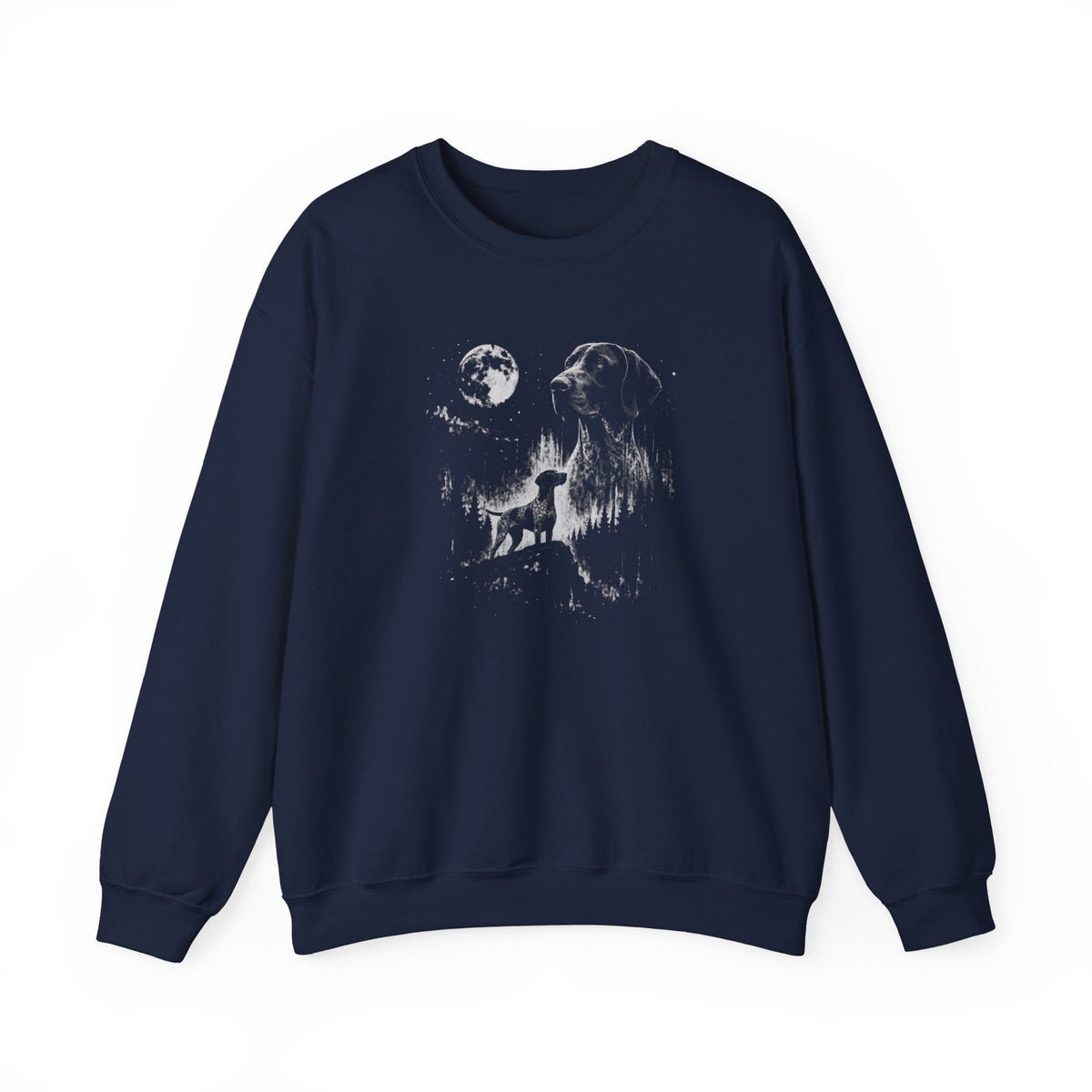 German Shorthaired Pointer Moon Crewneck Sweatshirt Navy