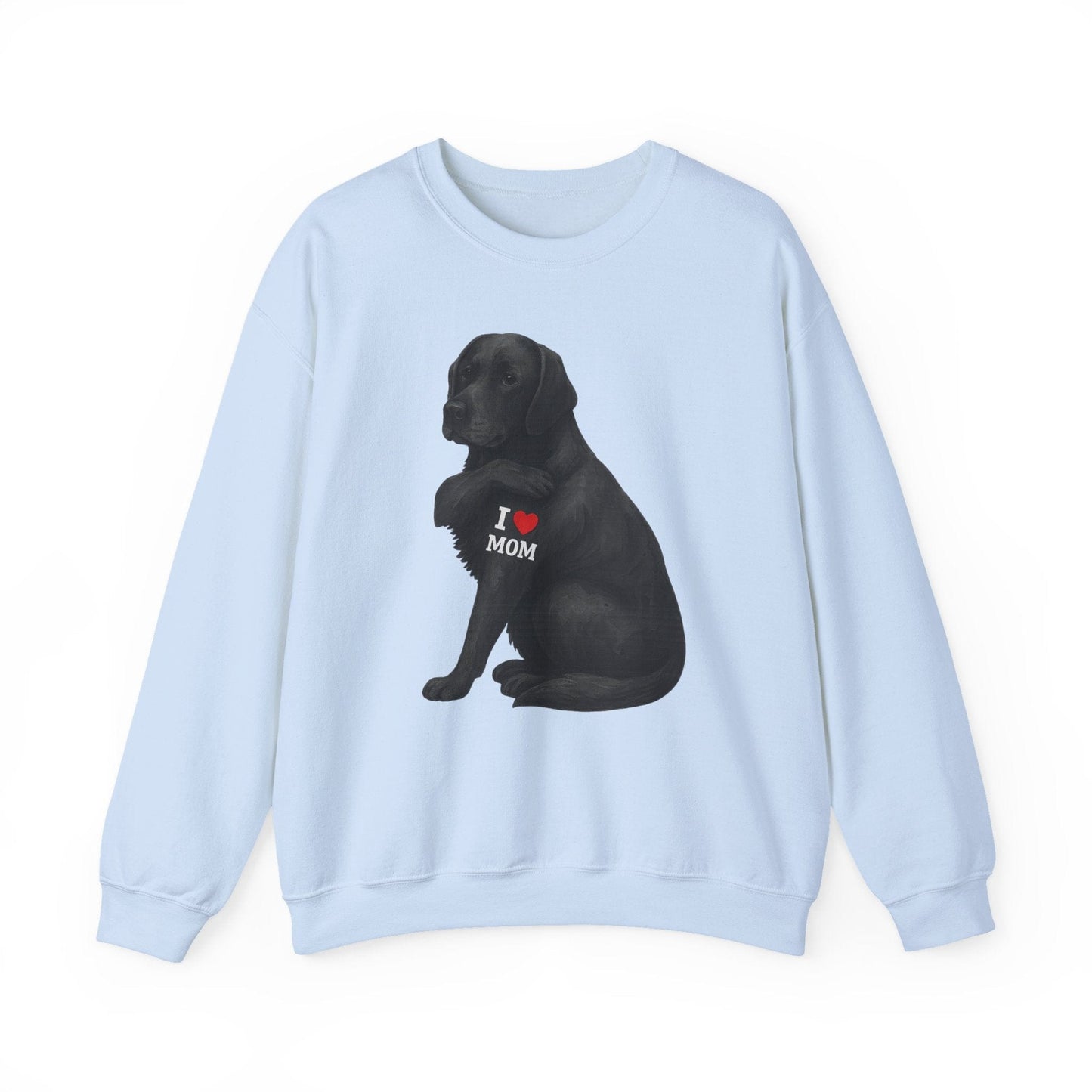 I Love Mom Black Lab Sweatshirt Light Blue