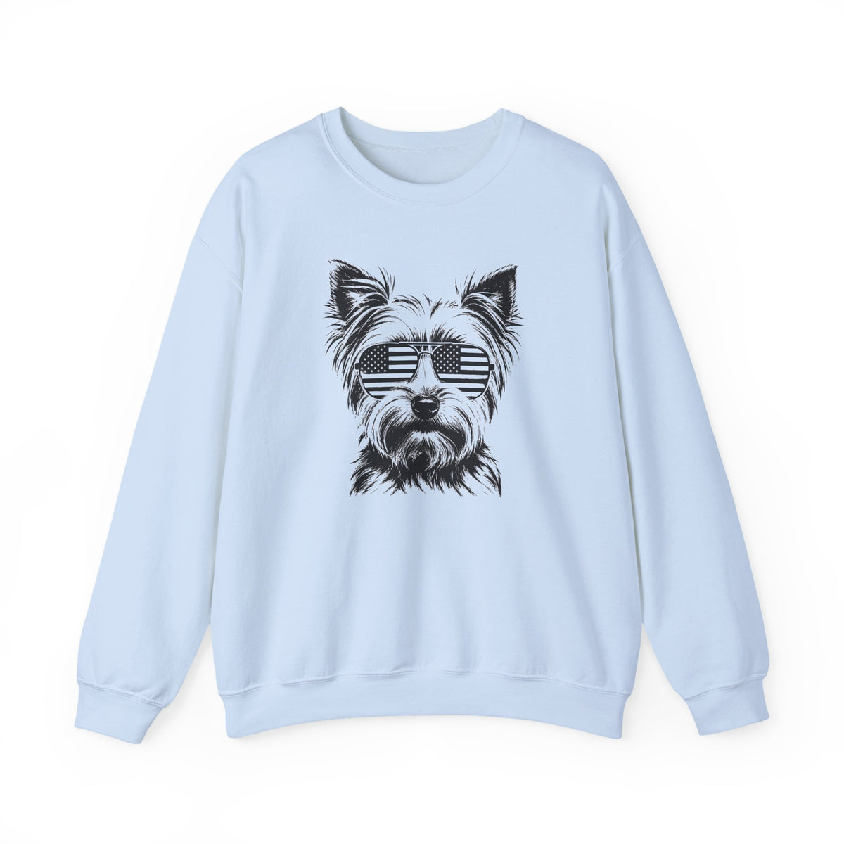 Yorkshire Terrier Flag Shades Crewneck Sweatshirt Light Blue