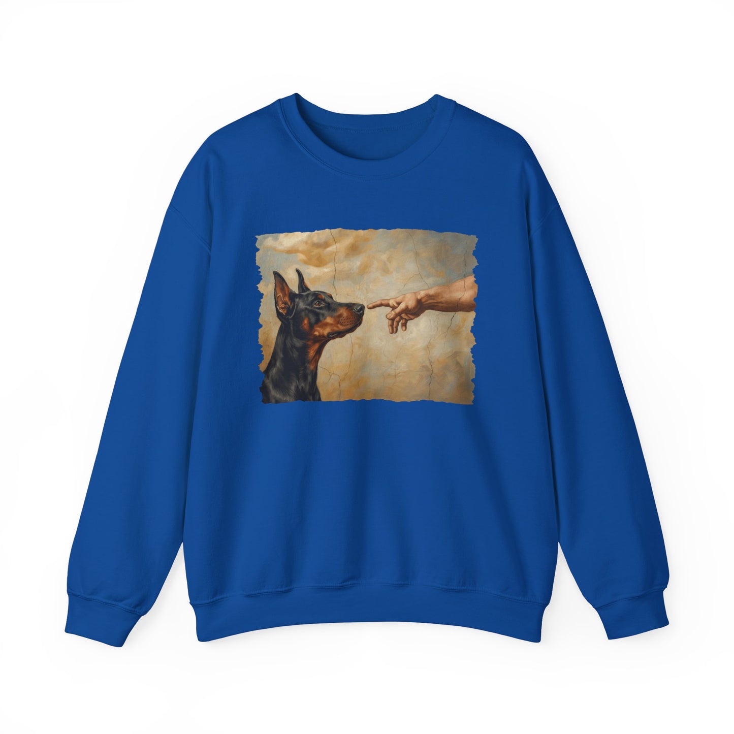 God Creates Doberman Pinscher Crewneck Sweatshirt