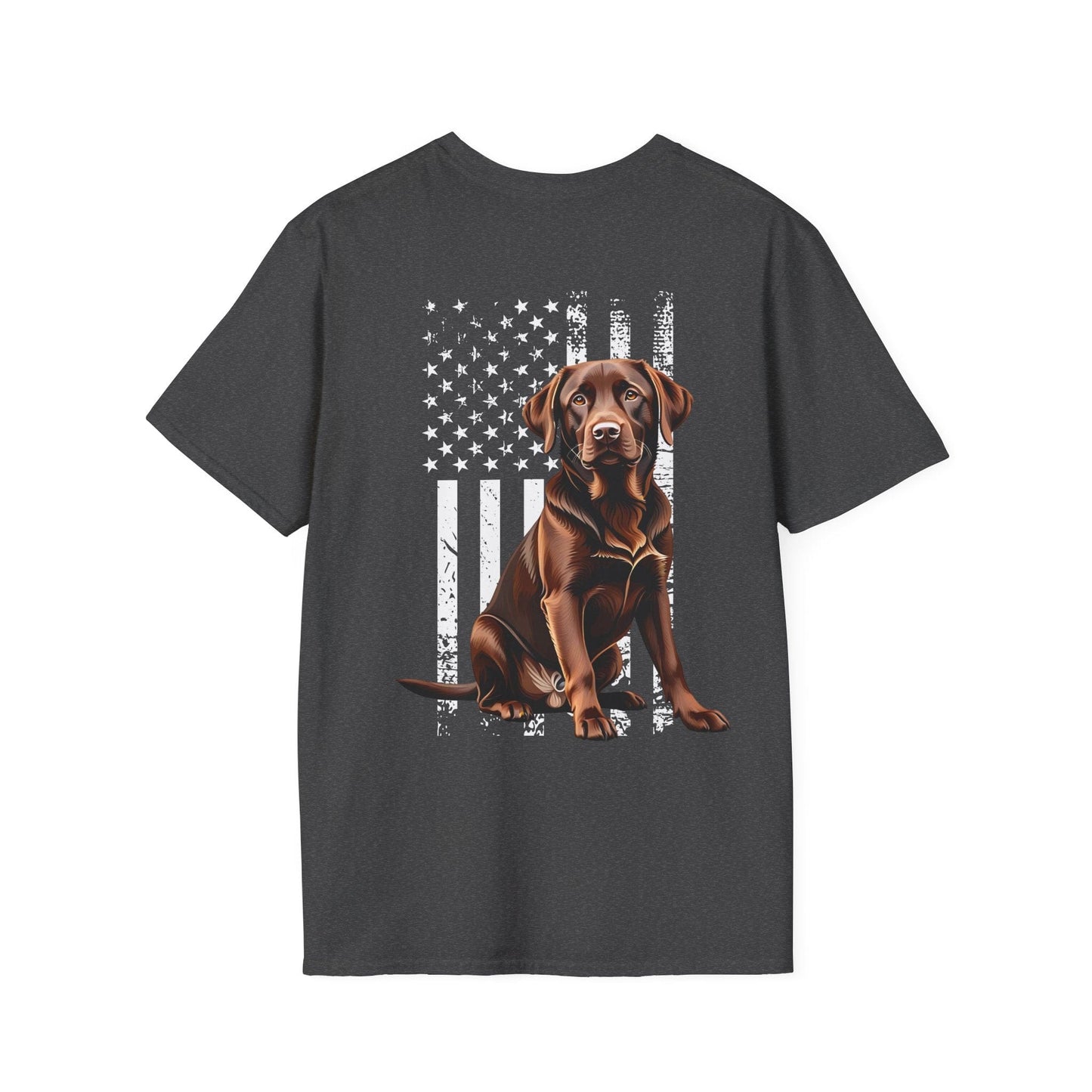 Chocolate Labrador USA Flag (Backside) Dark Heather