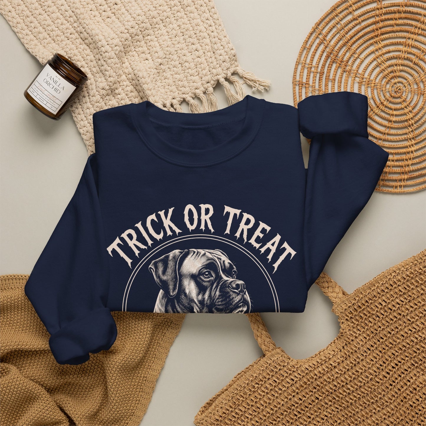 Boxer Trick or Treat Halloween Crewneck Sweatshirt