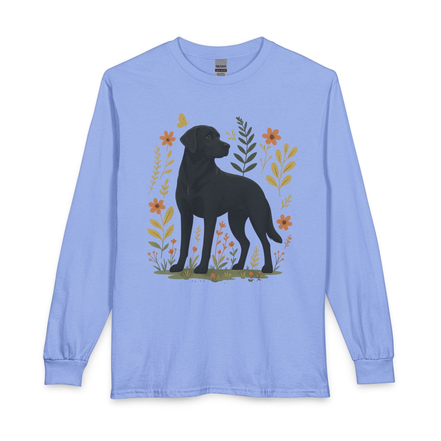Black Labrador Flower Long Sleeve