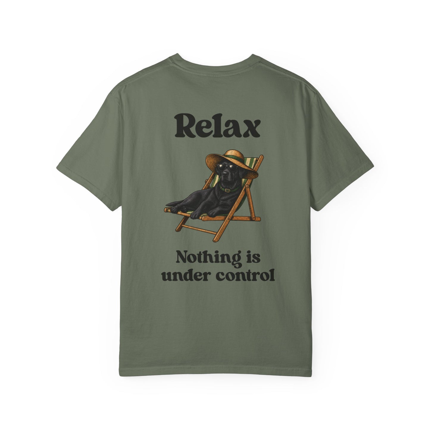 Relax Black Labrador Premium Tee (Back Print)