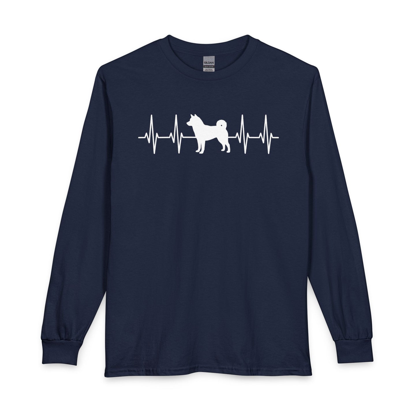 Shiba Inu Heartbeat Long Sleeve Navy