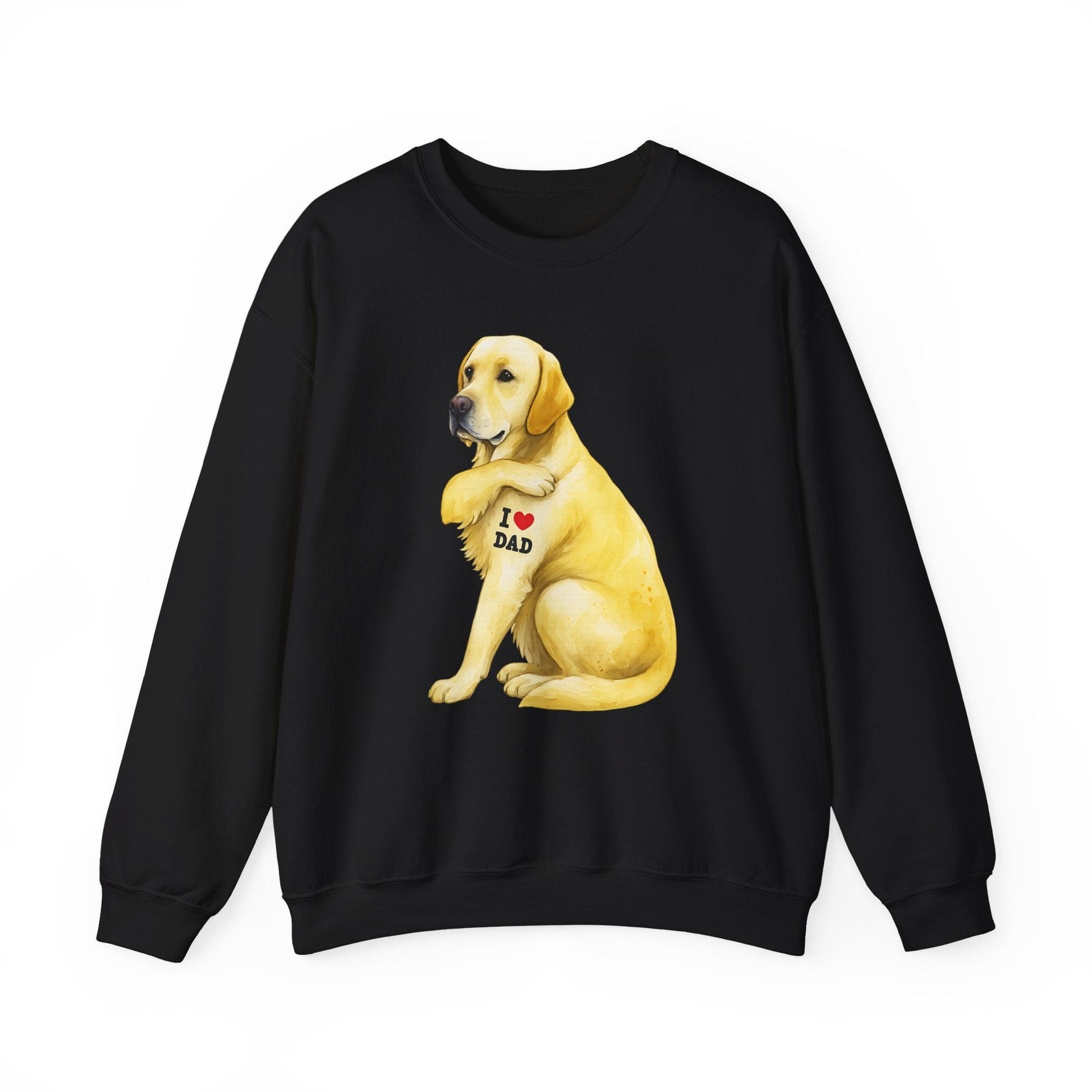 Yellow Labrador I Love Dad Crewneck Sweatshirt Black