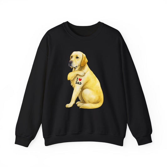 Yellow Labrador I Love Dad Crewneck Sweatshirt Black
