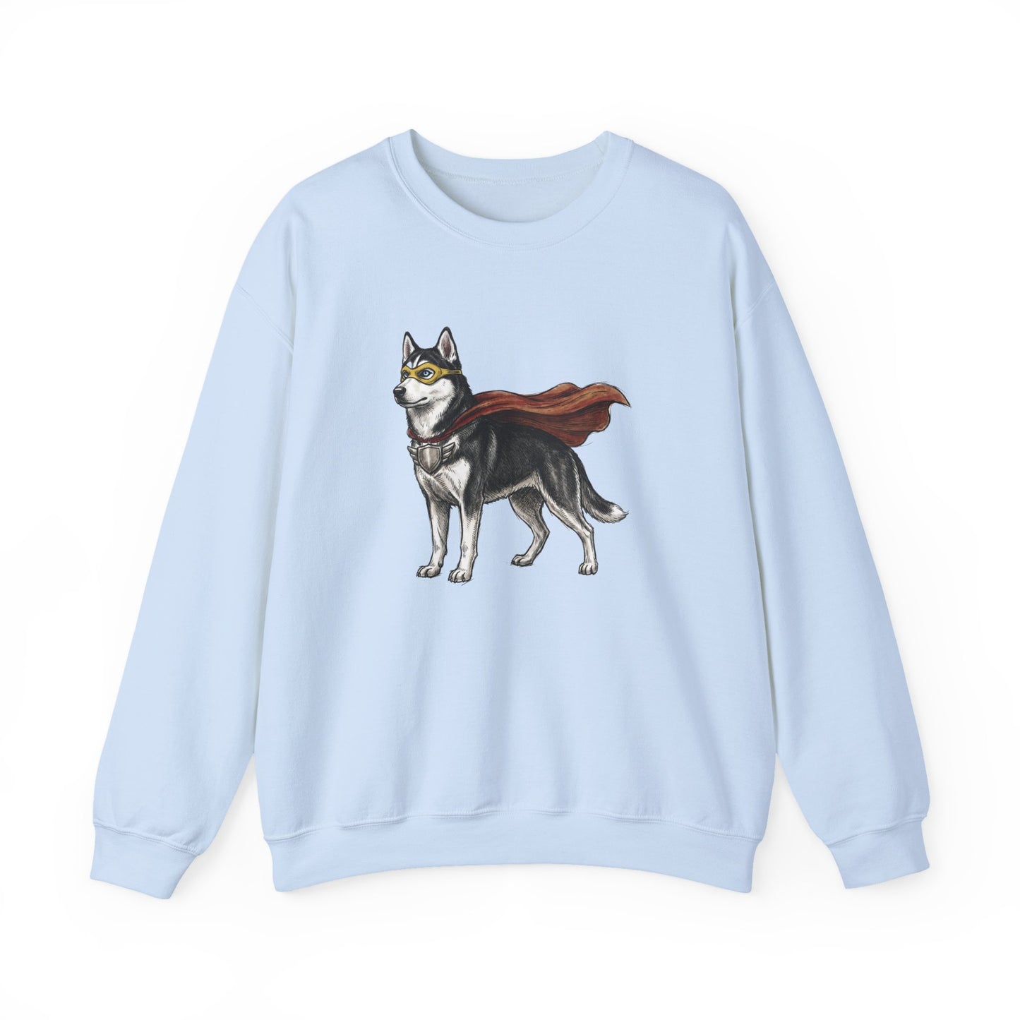 Husky Superhero Crewneck Sweatshirt Light Blue