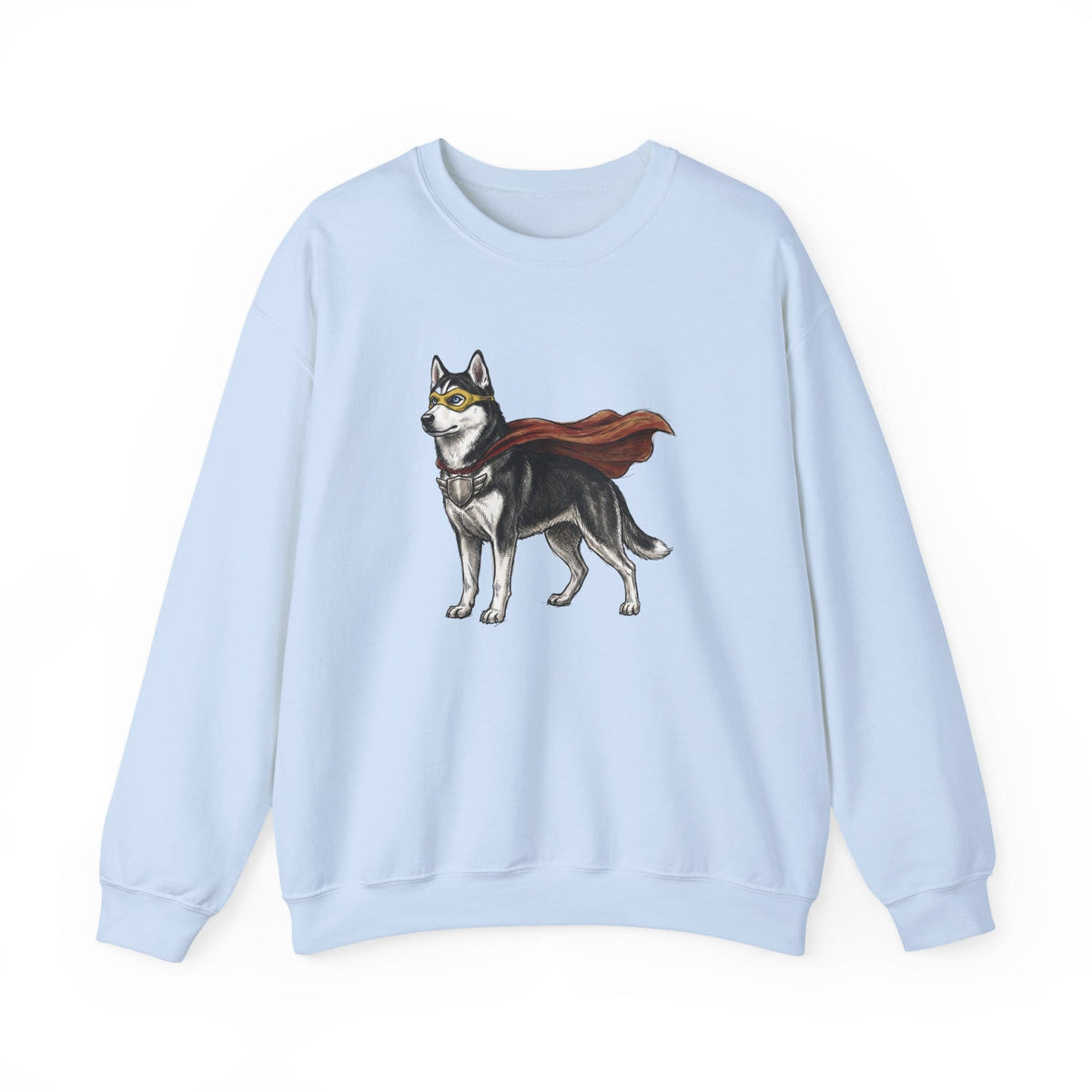 Husky Superhero Crewneck Sweatshirt Light Blue