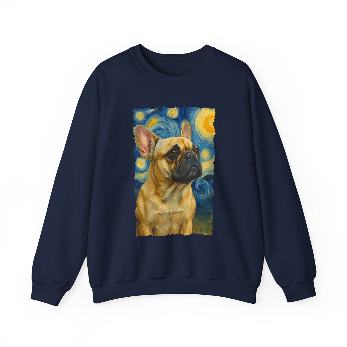 French Bulldog van Gogh Crewneck Sweatshirt Navy