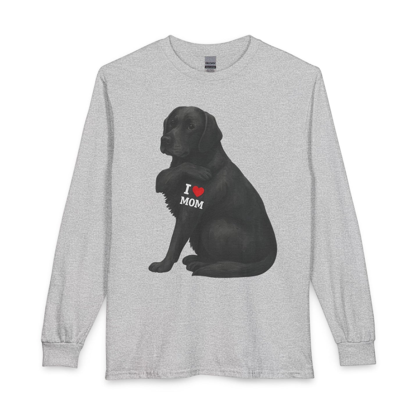 Black Labrador I Love Mom Long Sleeve