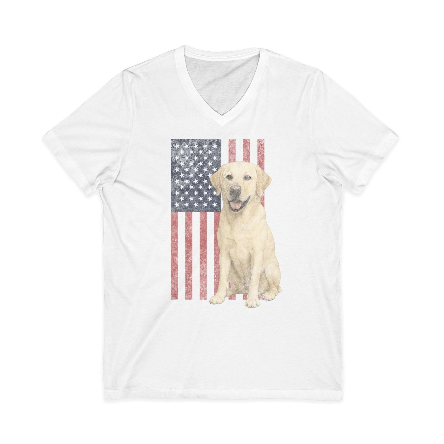Yellow Labrador Faded USA Flag White