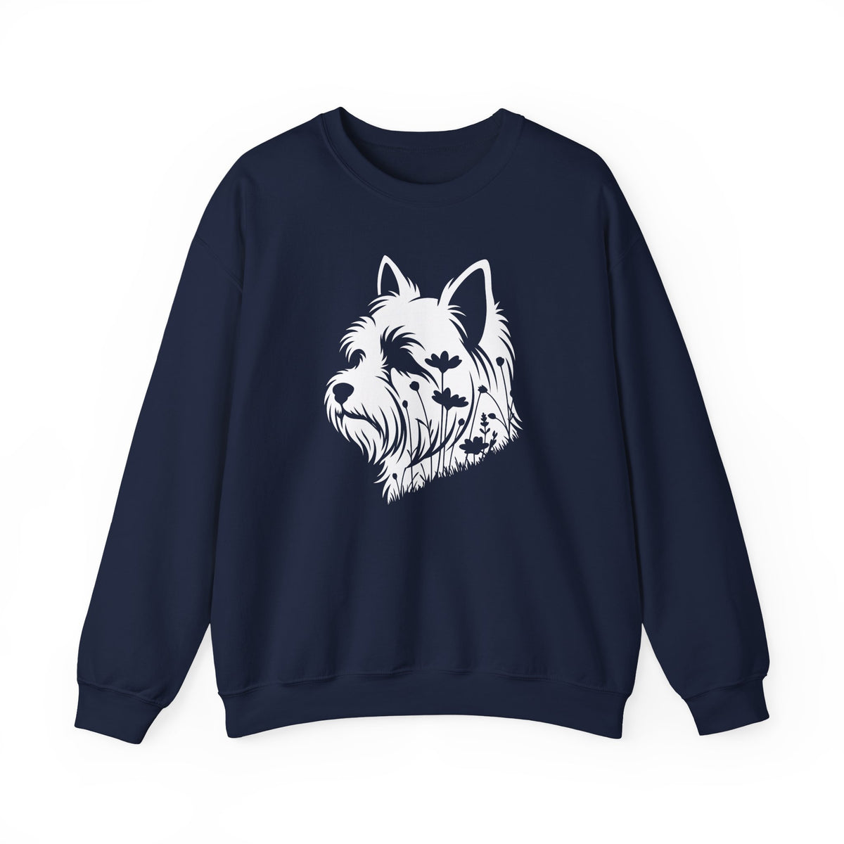 Yorkshire Terrier Flowers Crewneck Sweatshirt Navy