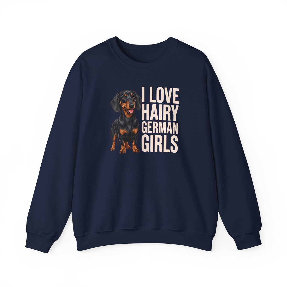 Dachshund Hairy German Girls Black and Tan Crewneck Sweatshirt