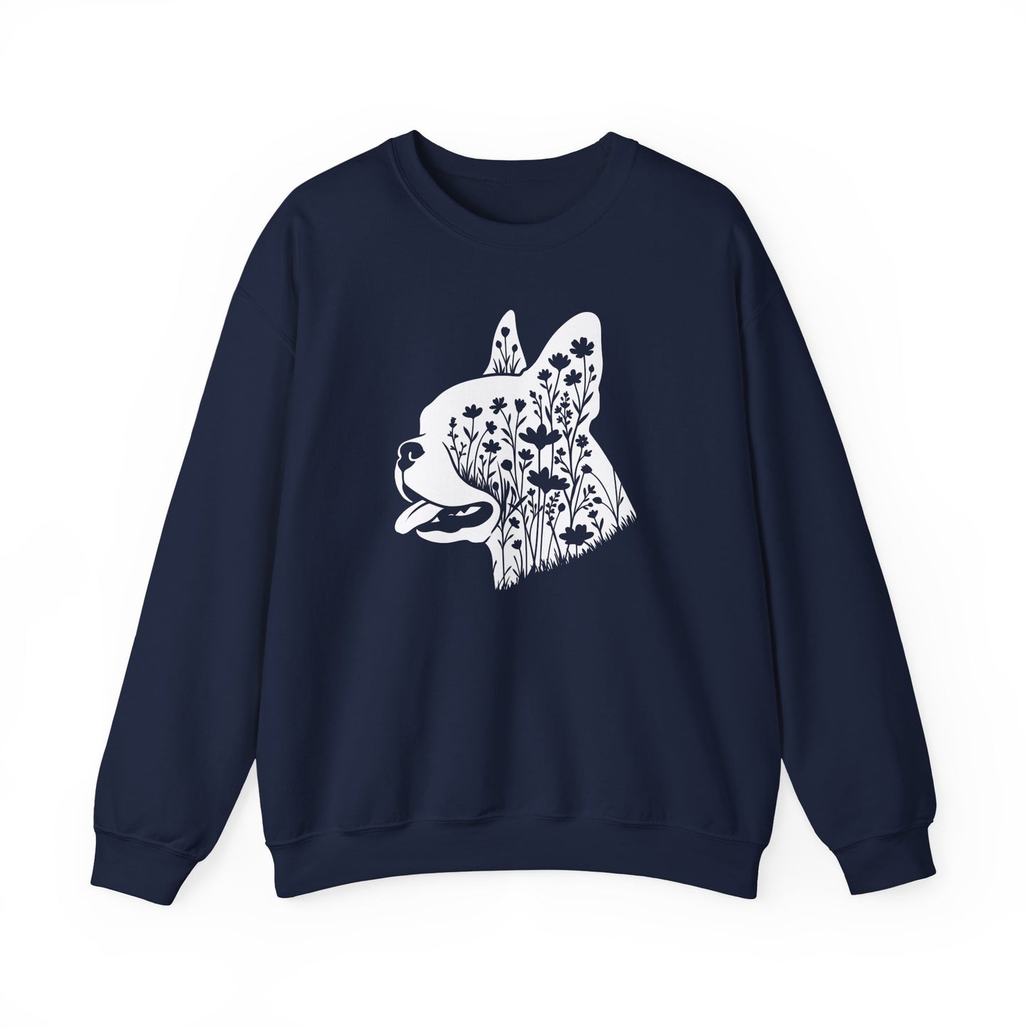 Boston Terrier Flowers Crewneck Sweatshirt