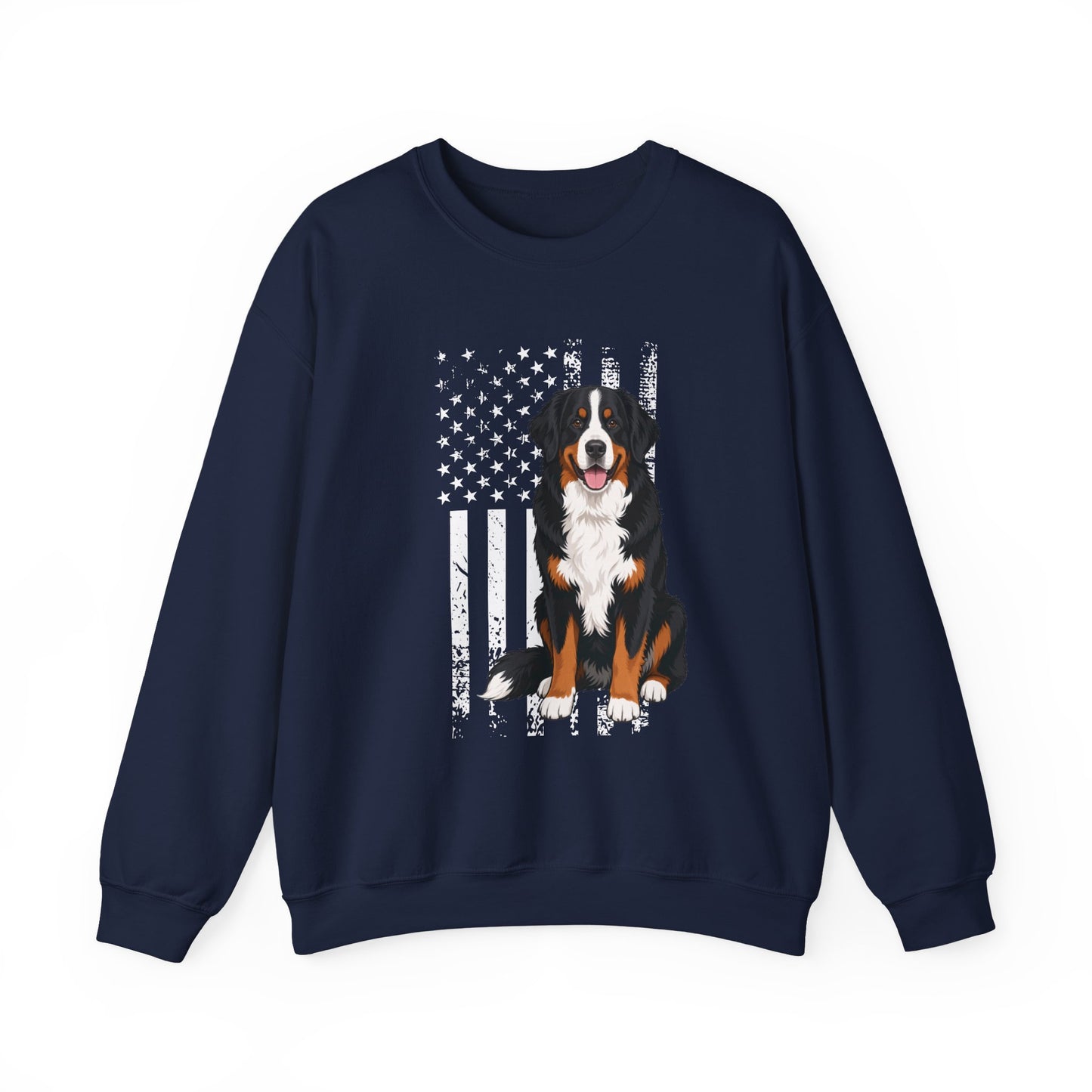 Bernese Mountain Dog USA Crewneck Sweatshirt Navy