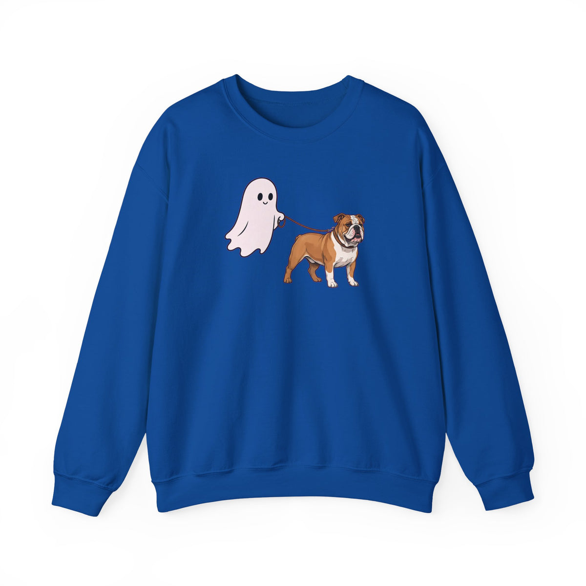 English Bulldog Ghost Walk Crewneck Sweatshirt Royal