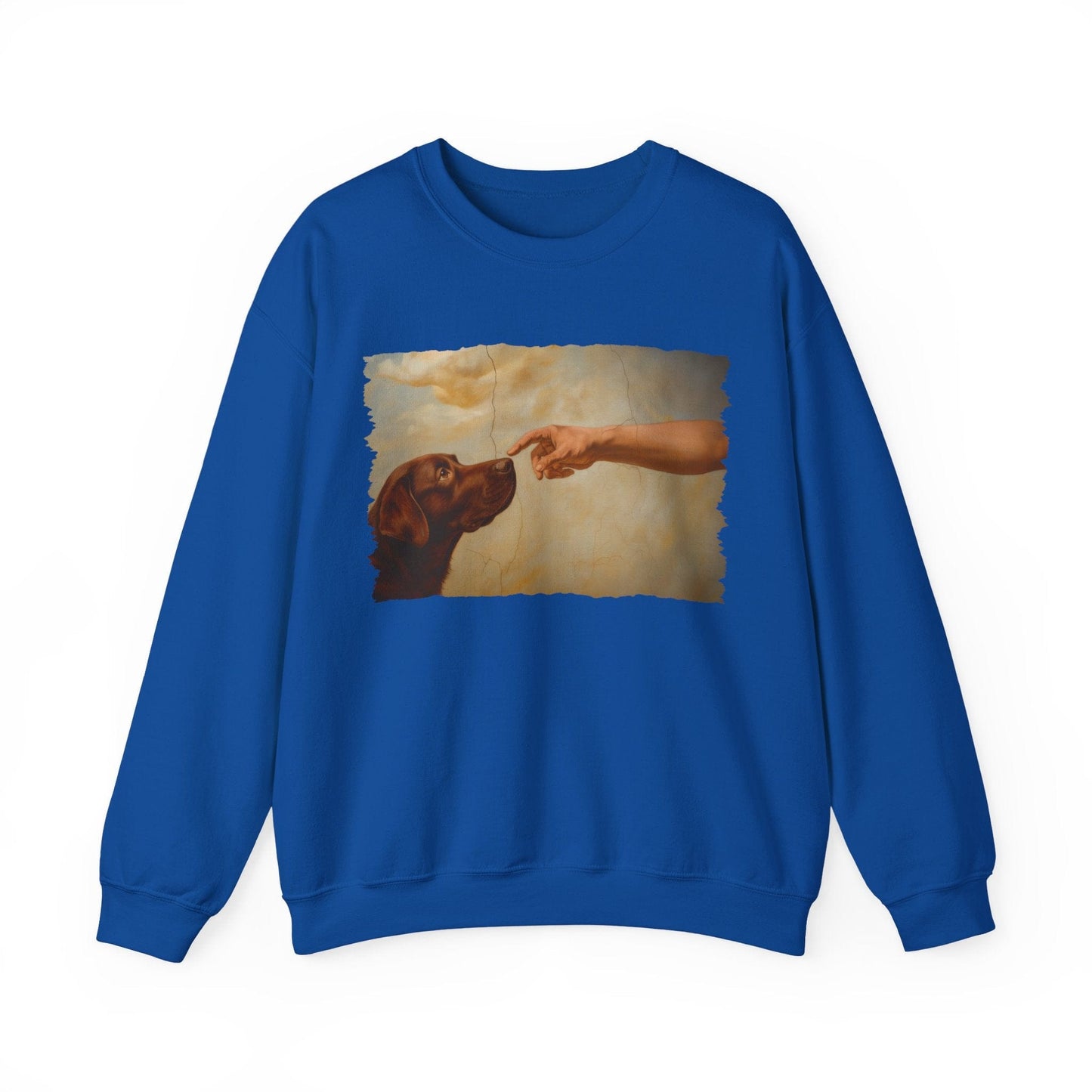 God Creates Chocolate Lab Crewneck Sweatshirt Royal