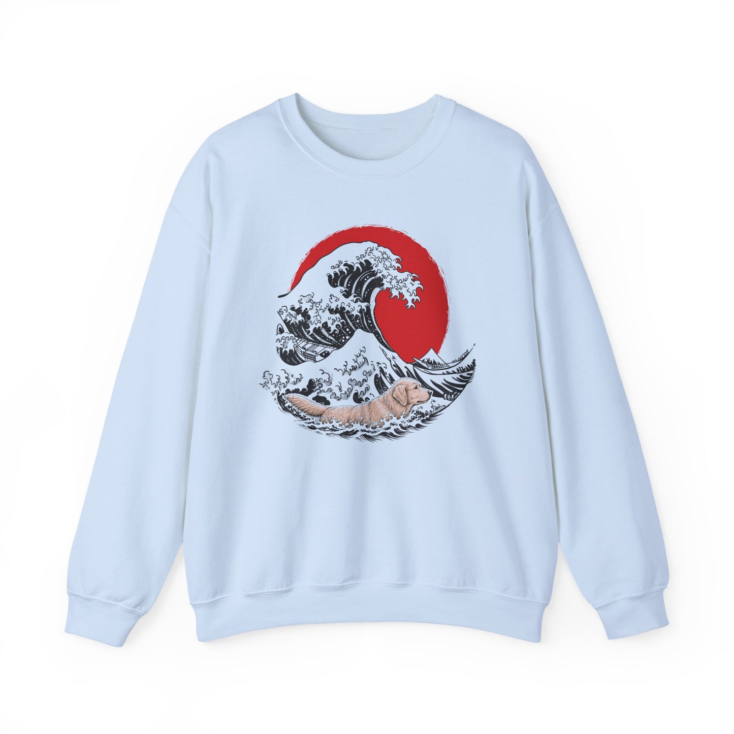 Golden Retriever Swimming Crewneck Sweatshirt Light Blue