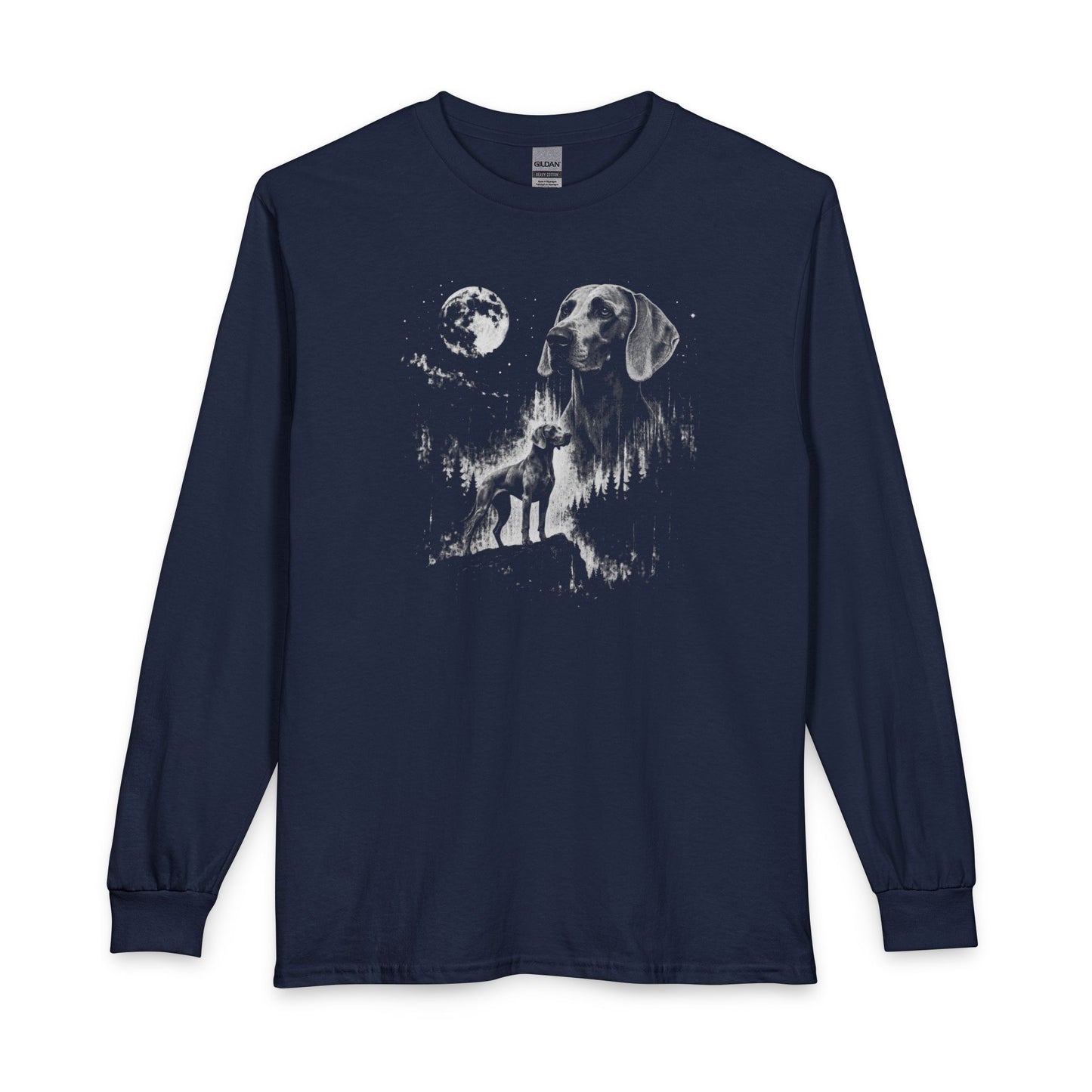 Weimaraner Moon Long Sleeve Navy