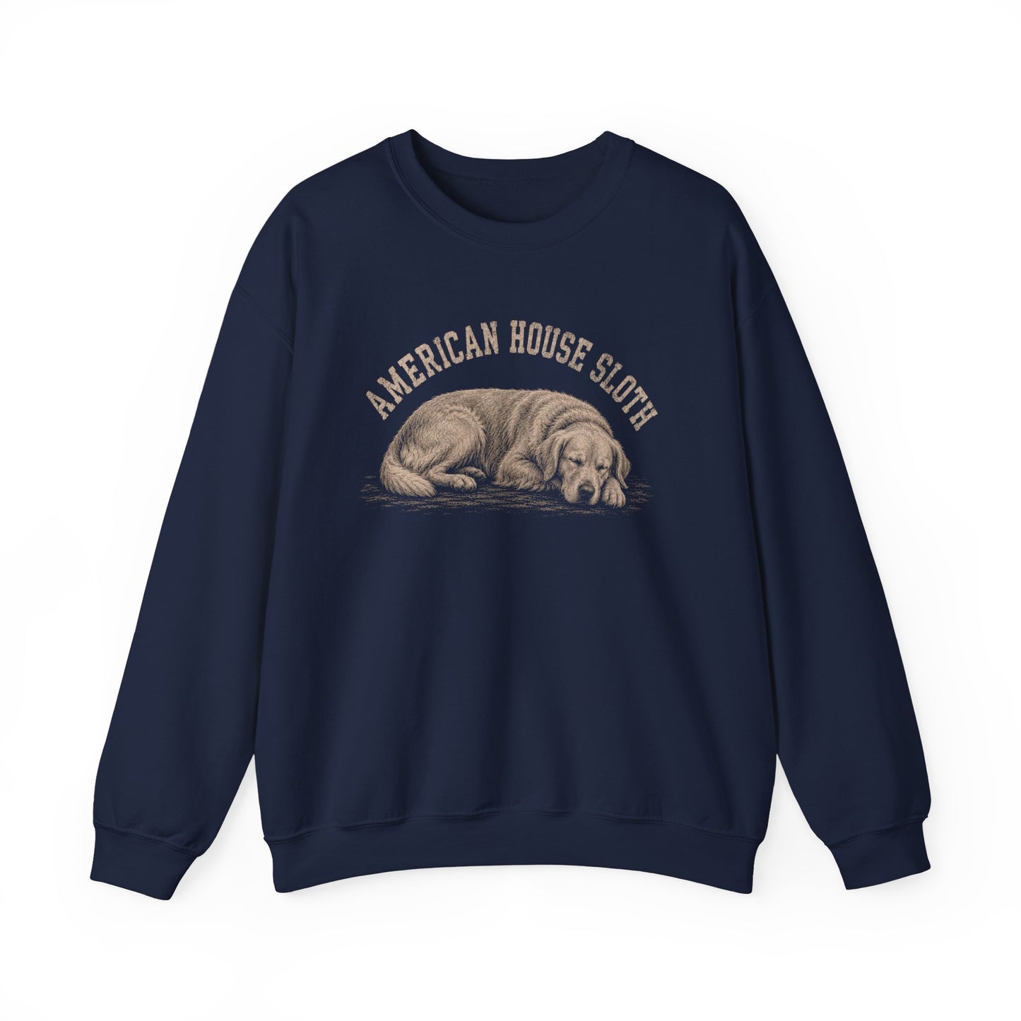 Golden Retriever Sloth Crewneck Sweatshirt Navy