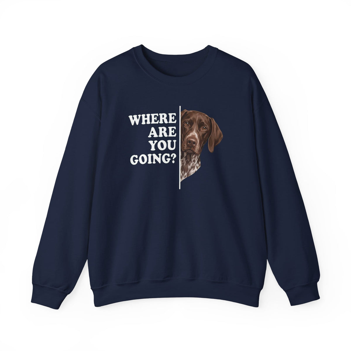 German Shorthaired Pointer Following Crewneck Sweatshirt Navy