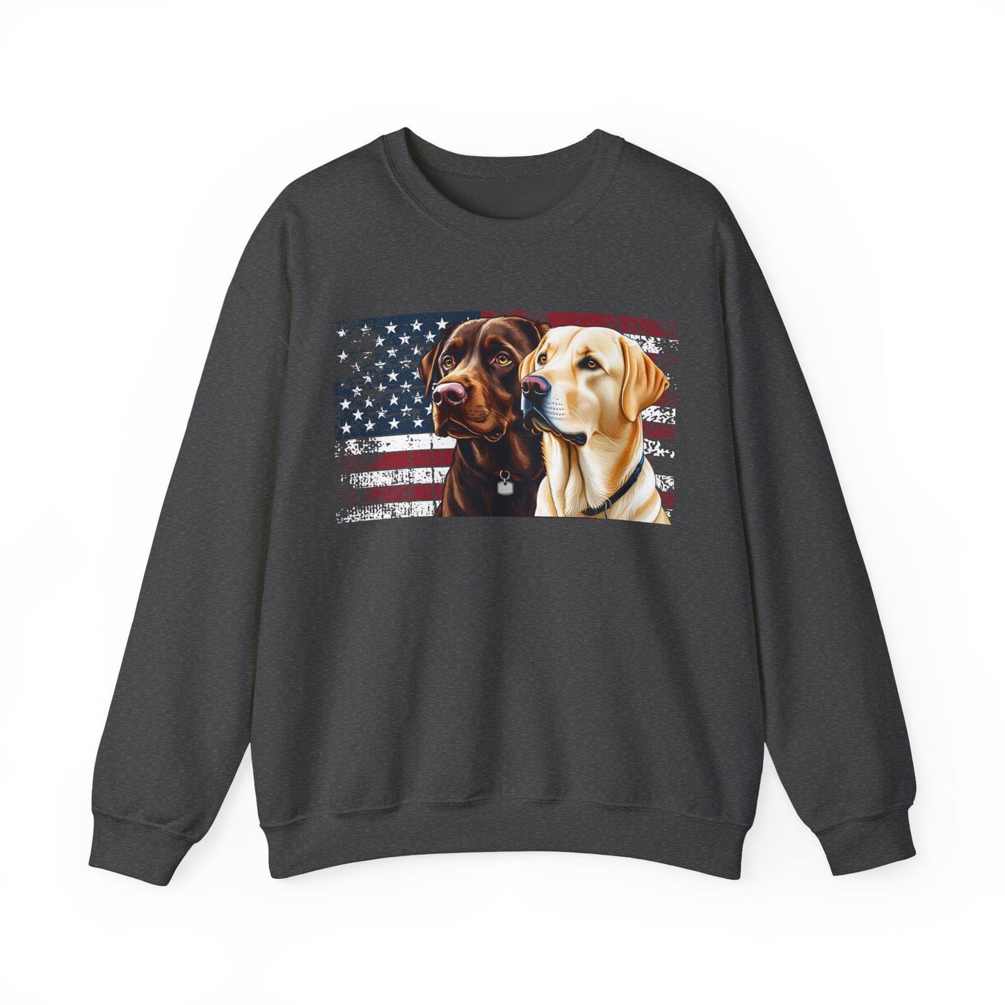 Chocolate & Yellow Lab USA Crewneck Sweatshirt Dark Heather