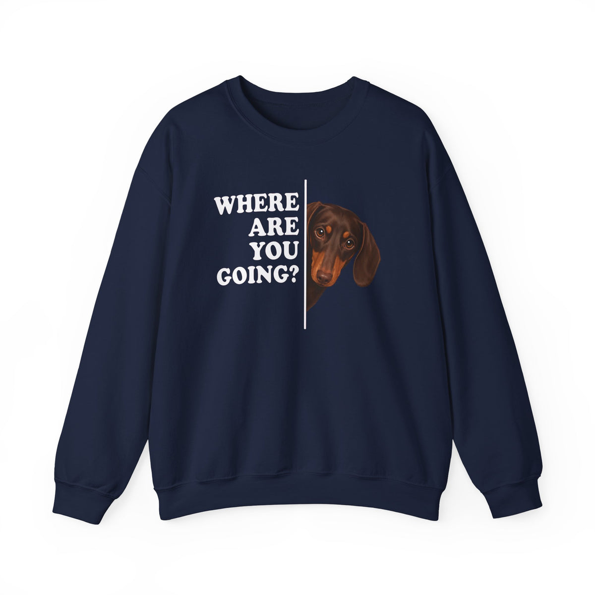 Dachshund Where Are You Going Chocolate and Tan Crewneck Sweatshirt
