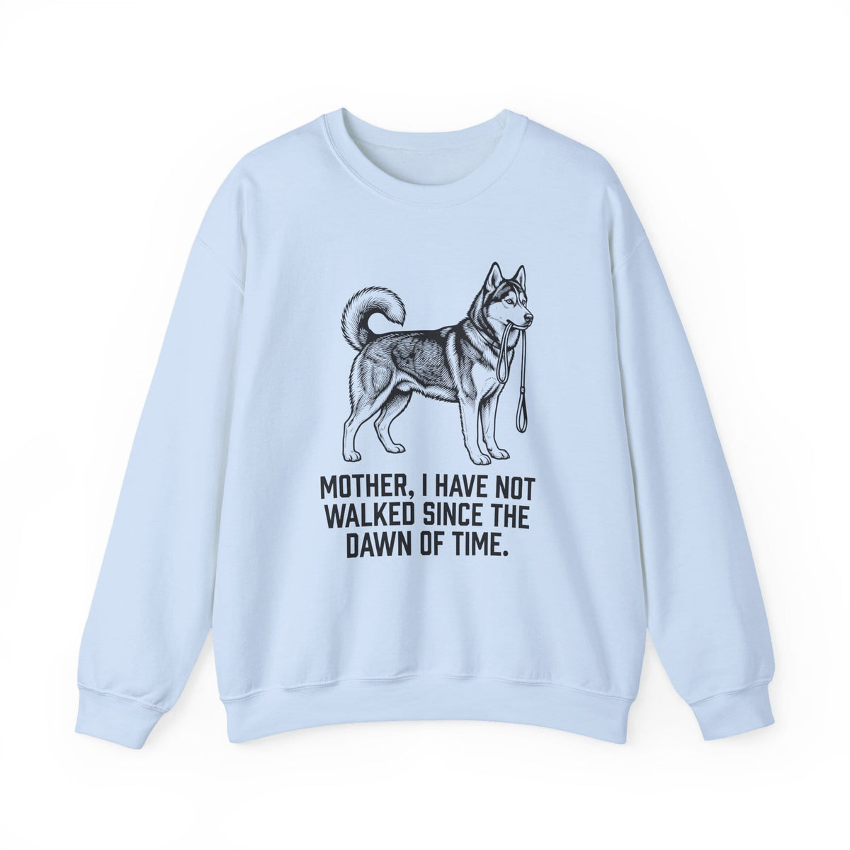 Walking Husky Mother Crewneck Sweatshirt Light Blue