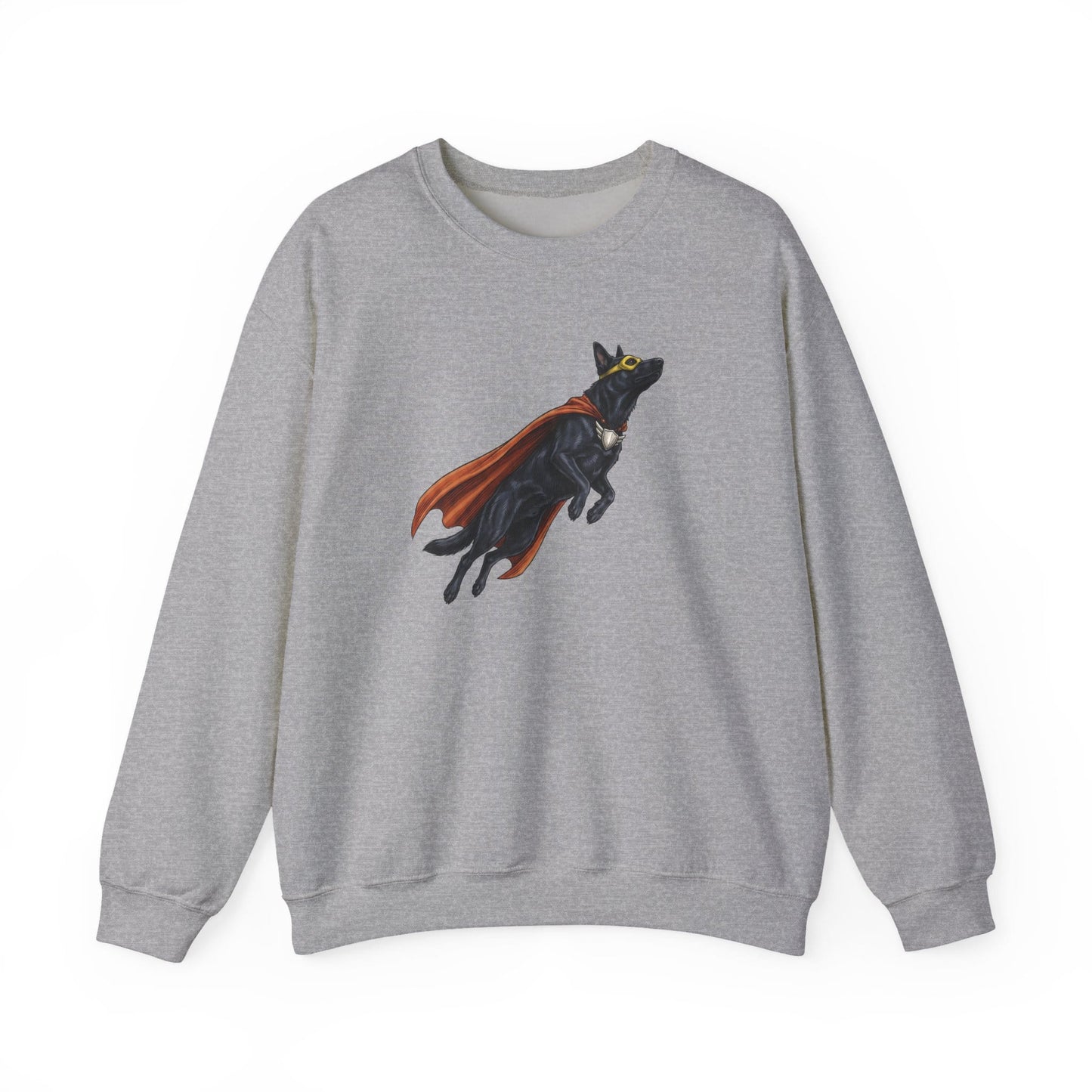 Black German Shepherd Hero Crewneck Sweatshirt Sport Grey