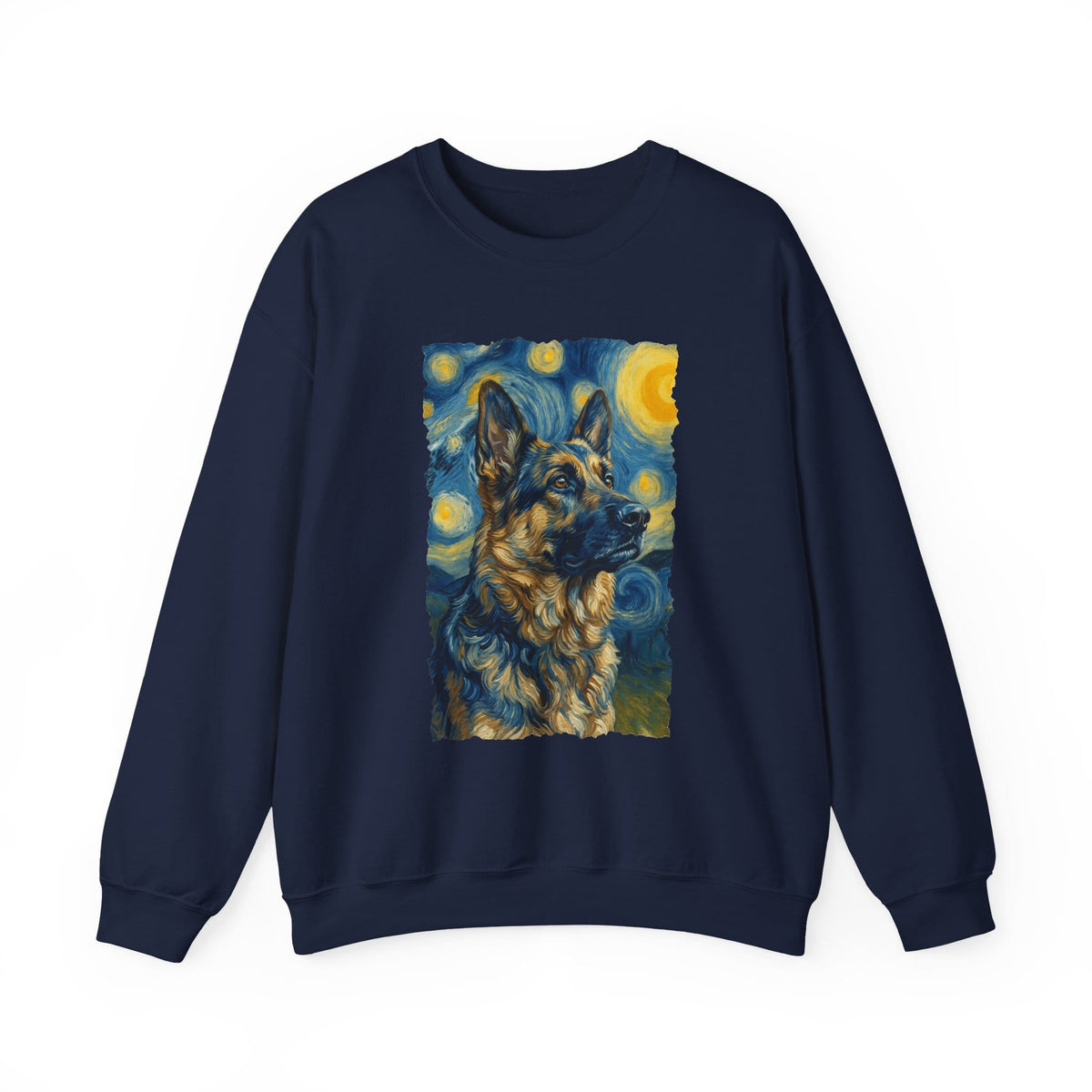 German Shepherd van Gogh Crewneck Sweatshirt Navy