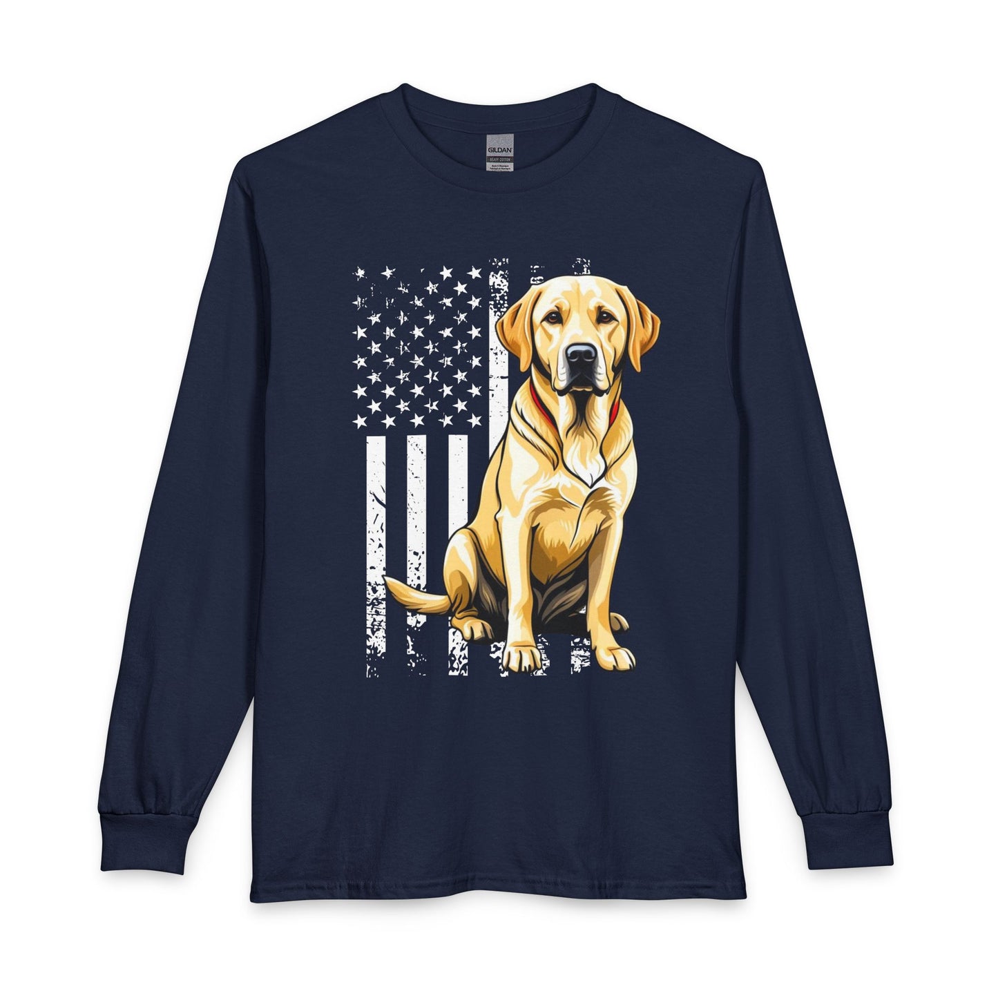 Yellow Labrador USA Flag Long Sleeve