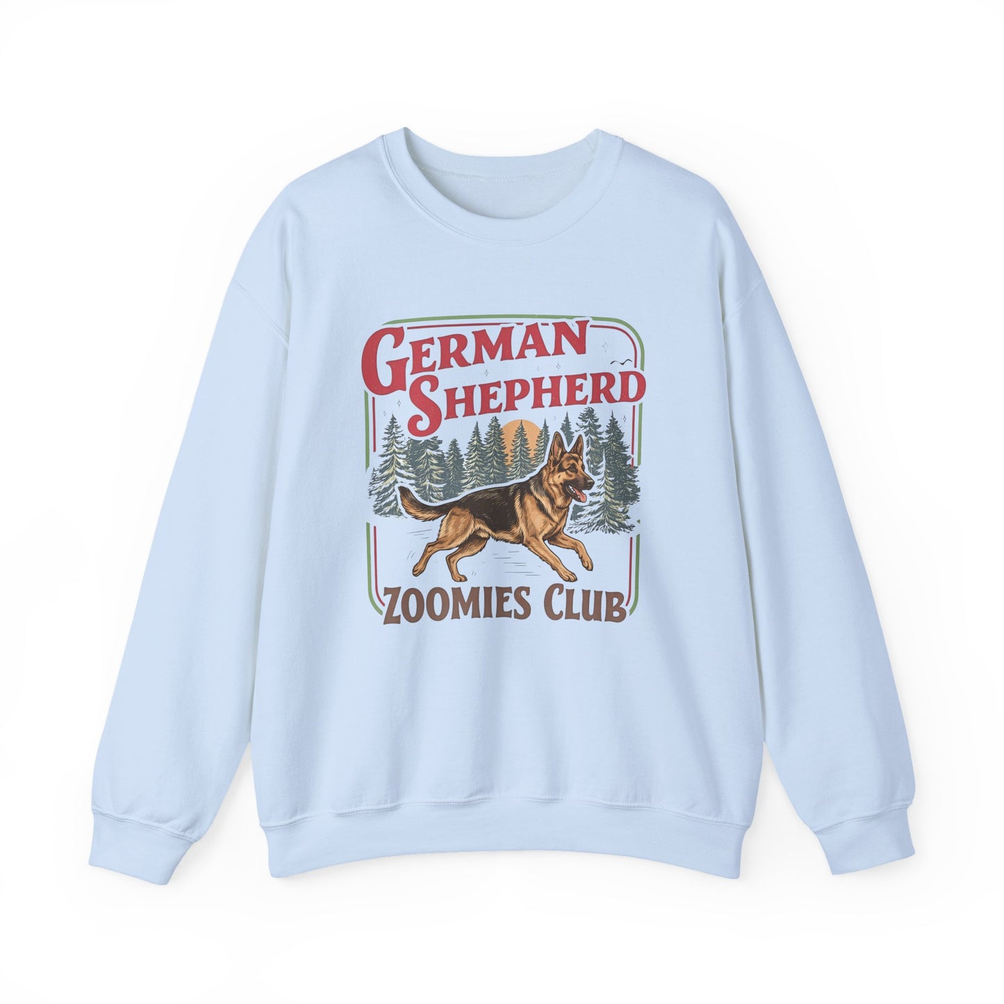 German Shepherd Zoomies Crewneck Sweatshirt Light Blue