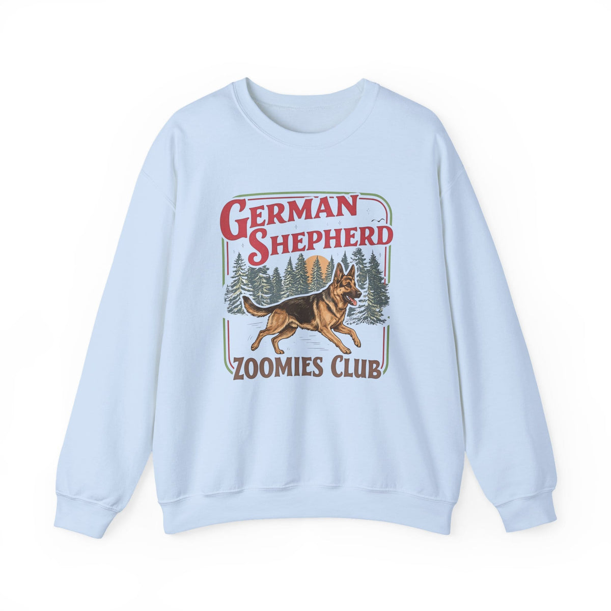 German Shepherd Zoomies Crewneck Sweatshirt Light Blue