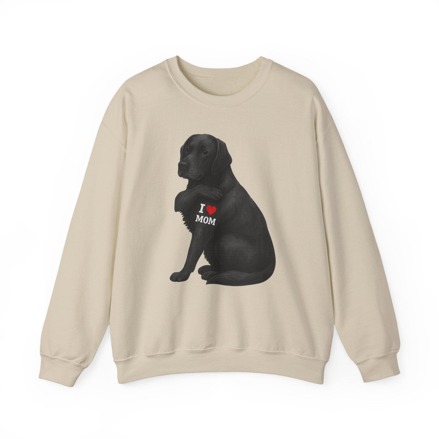 I Love Mom Black Lab Sweatshirt Sand