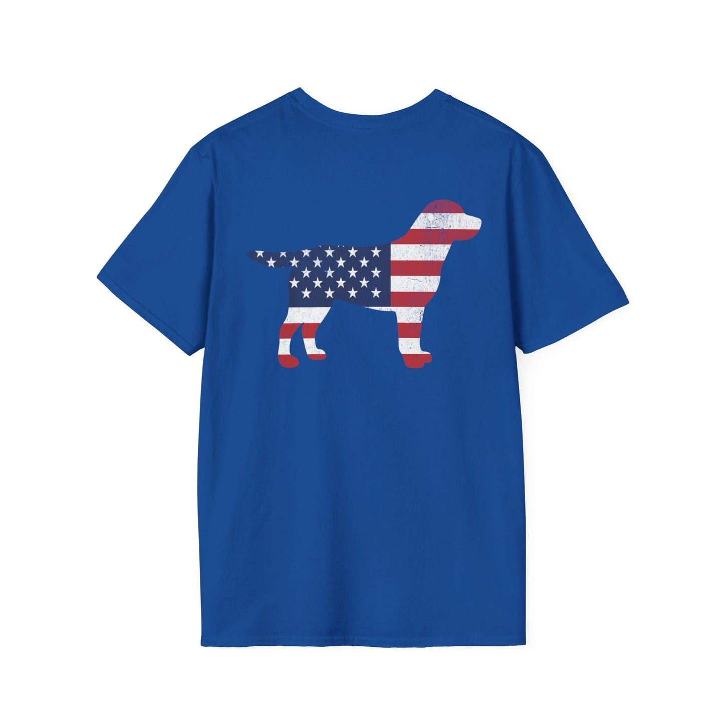 Back Print Labrador USA Flag Silhouette T-Shirt Royal