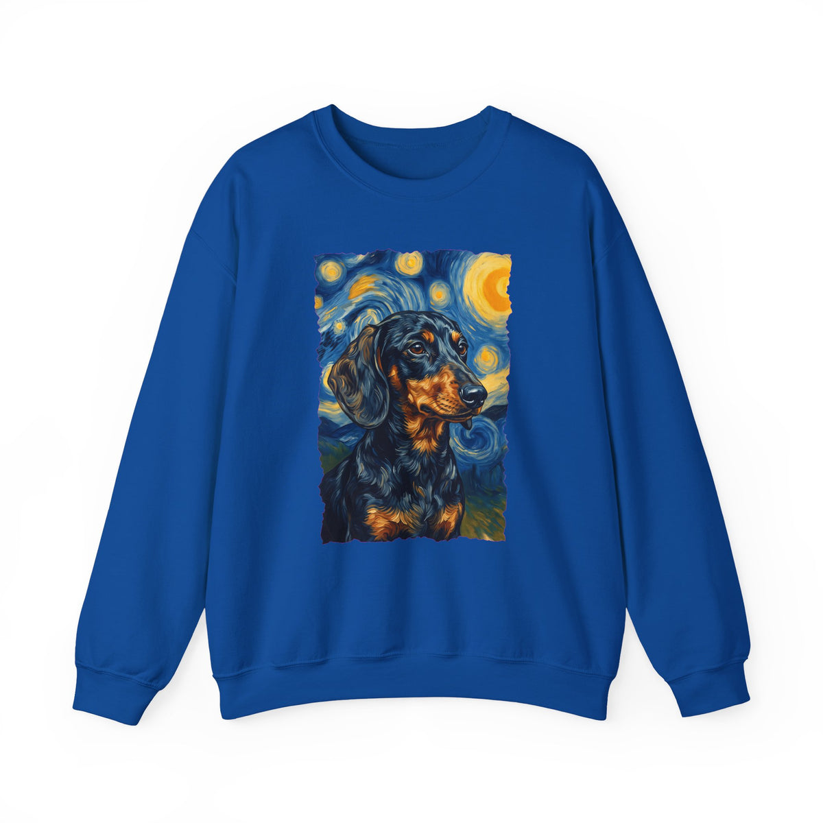 Dachshund Van Gogh Black and Tan Crewneck Sweatshirt