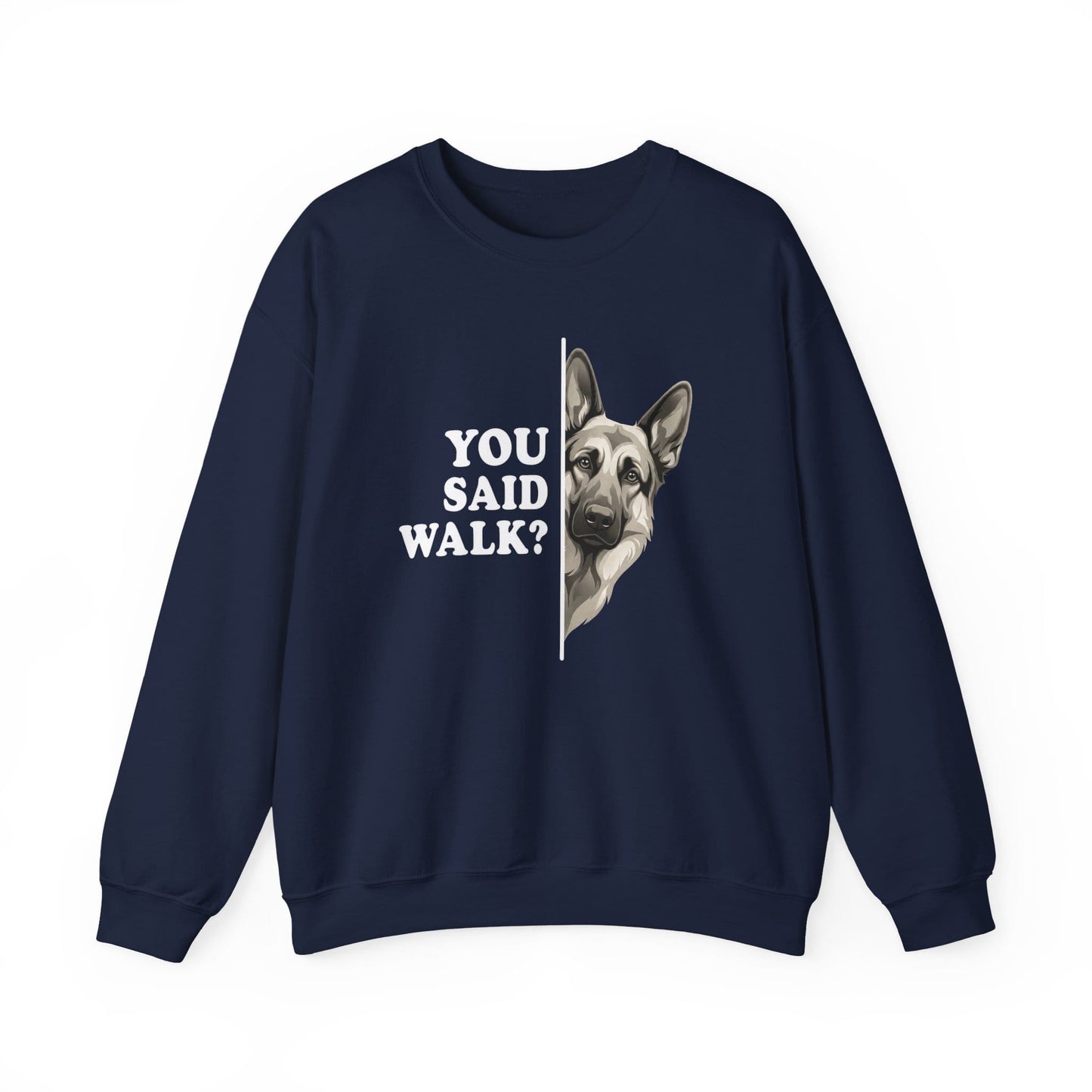 German Shepherd Walk Crewneck Sweatshirt Navy