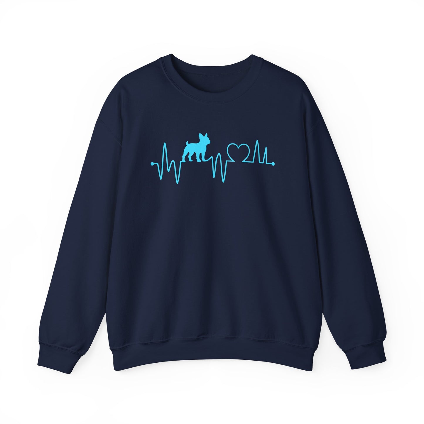 French Bulldog Heartbeat Crewneck Sweatshirt Navy