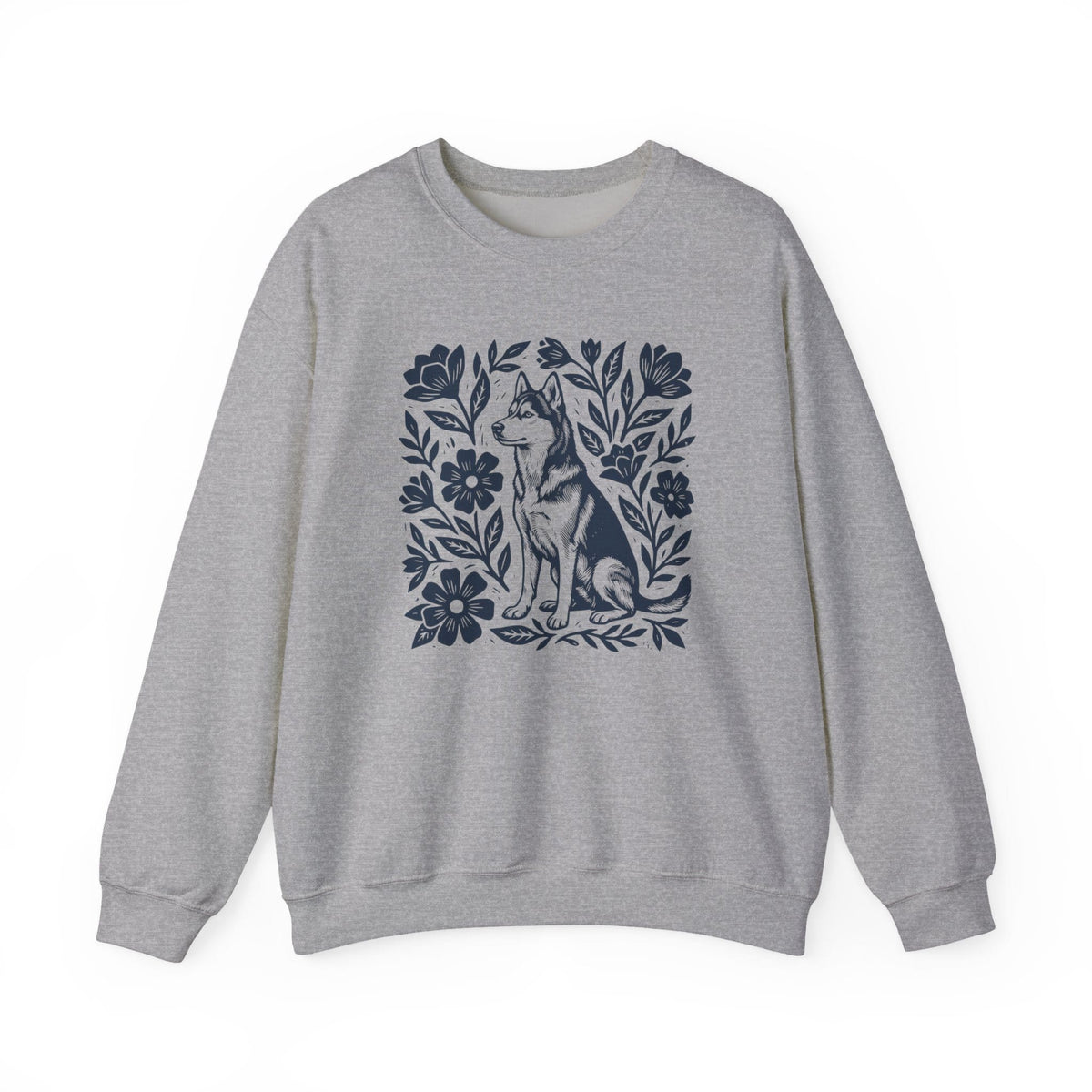 Husky Linocut Crewneck Sweatshirt Sport Grey