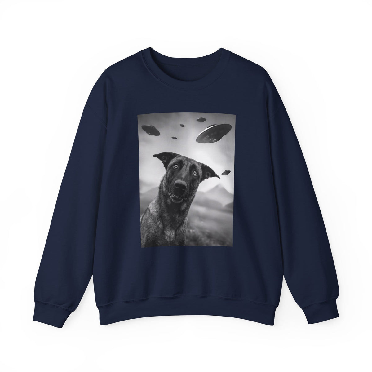 Belgian Malinois UFO Crewneck Sweatshirt Navy