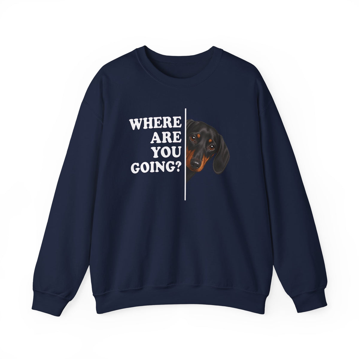 Dachshund Where Are You Going Black and Tan Crewneck Sweatshirt
