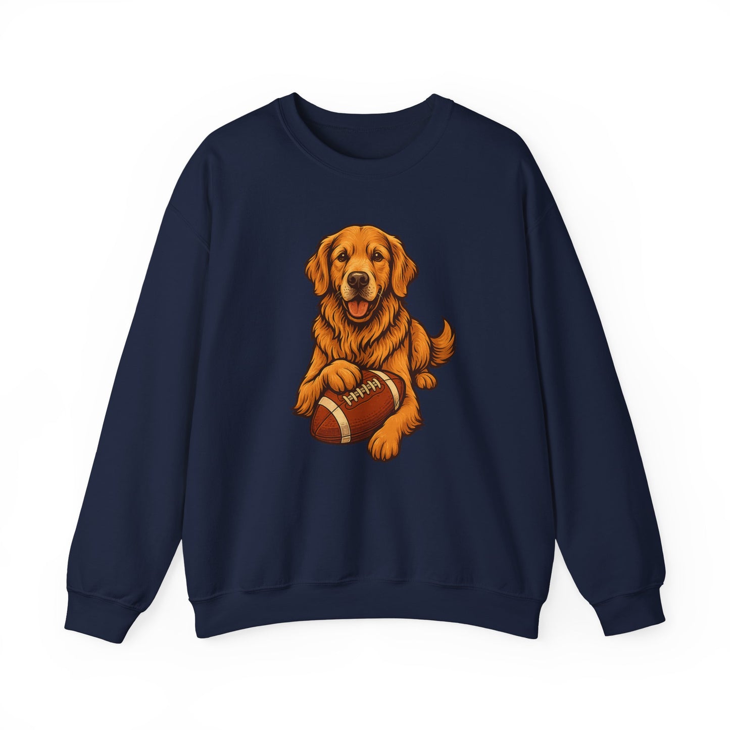 Golden Retriever Football Crewneck Sweatshirt Navy