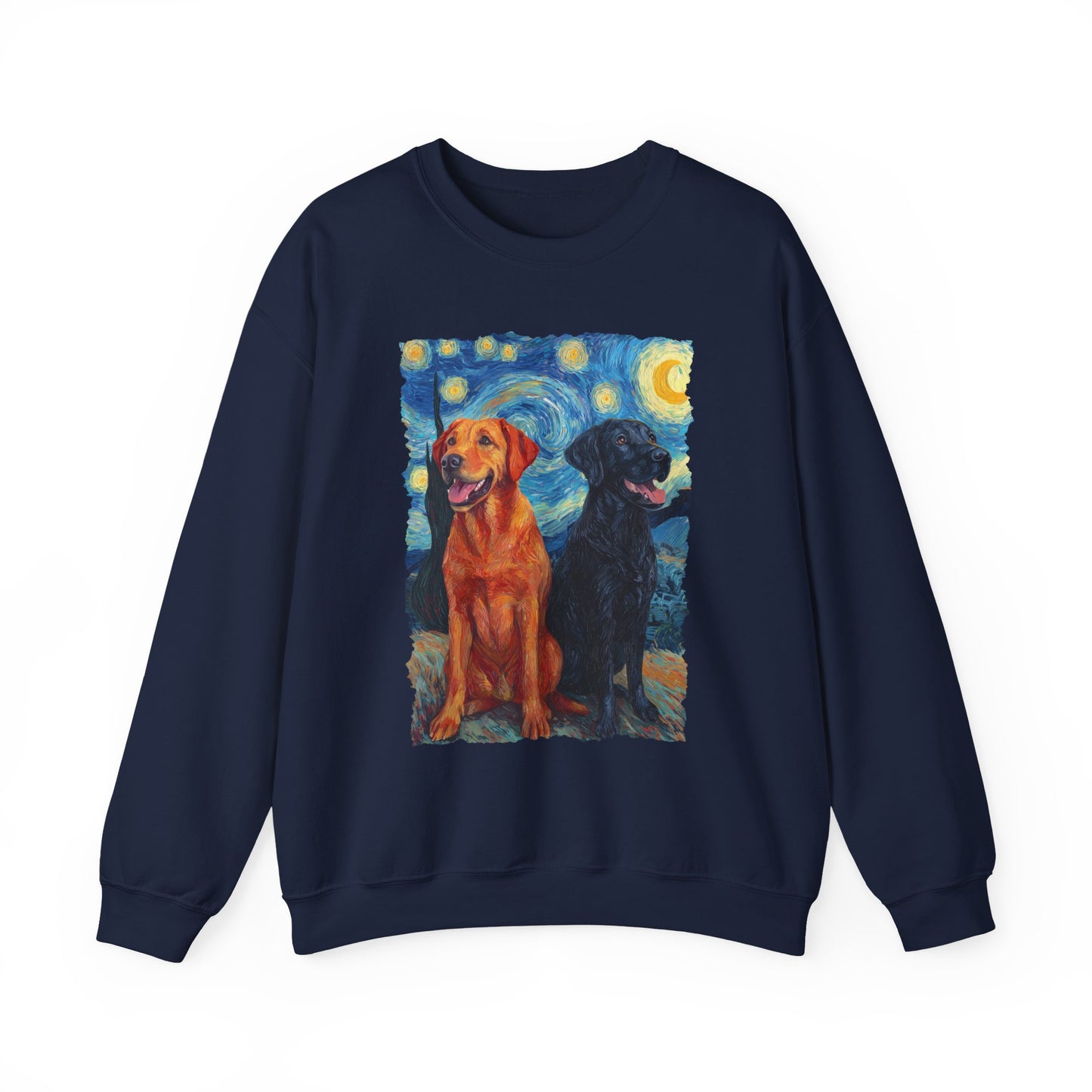 Fox Red & Black Lab Van Gogh Crewneck Sweatshirt